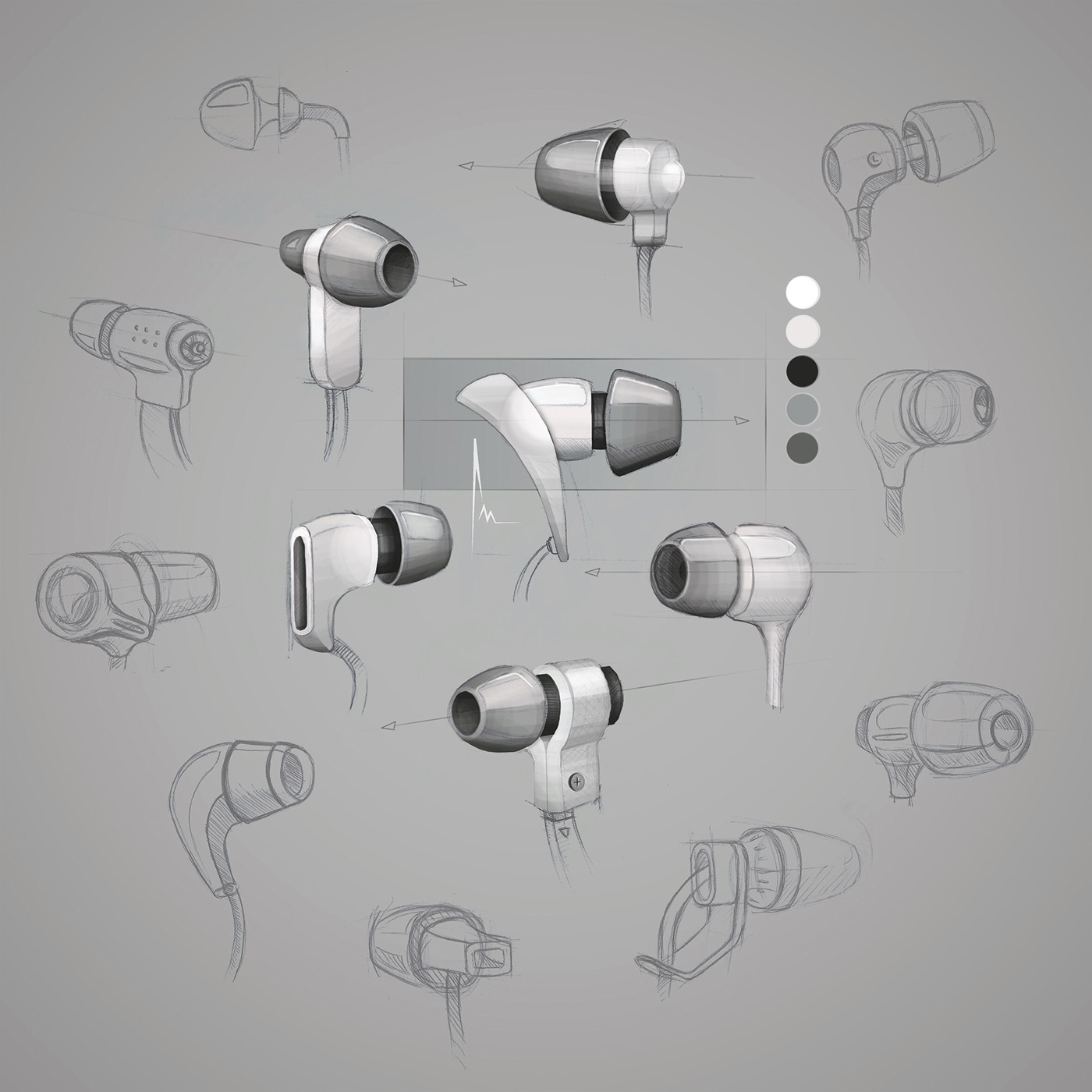 design DigitalRendering earphones productdesign sketch