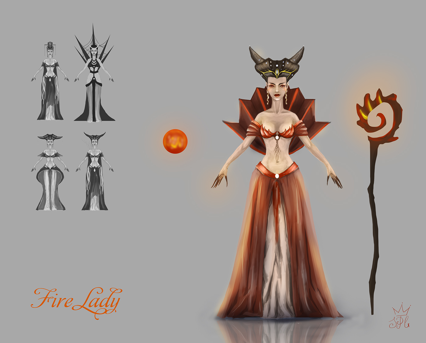 fantasy fire mage Character concept art