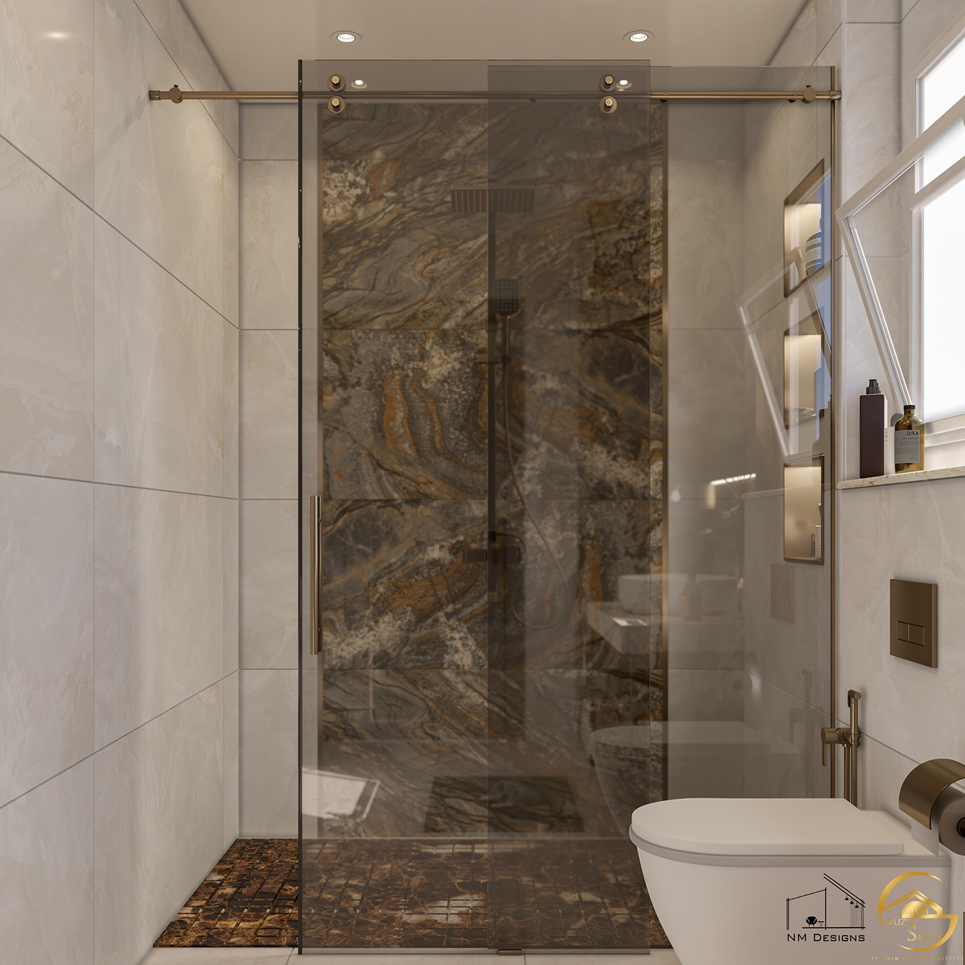 indoor architecture visualization bathroom toilet modern interior design  Render 3ds max vray