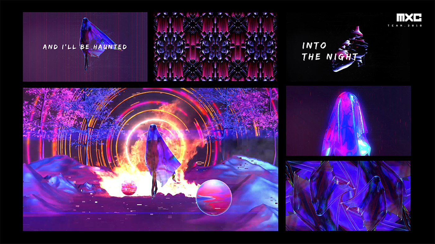 Lyric video music 3d motion Glitch dark cinema4d Love redshift renderer ghost marvelous design