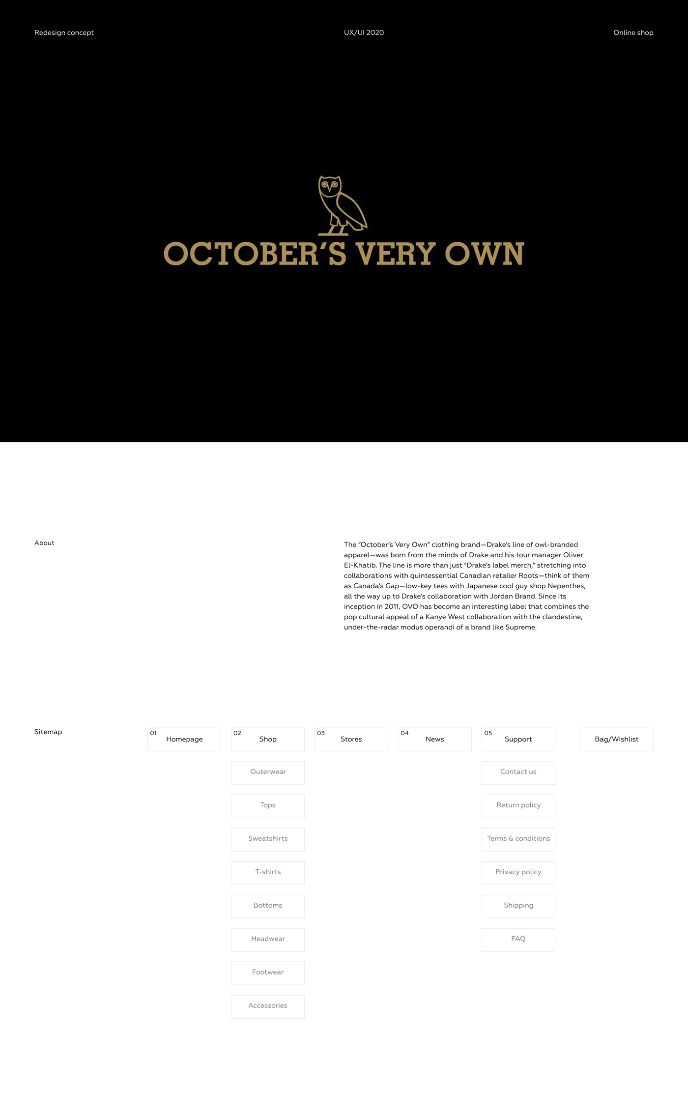 Drake online store ovo redesign store ui design uxdesign Webdesign Website
