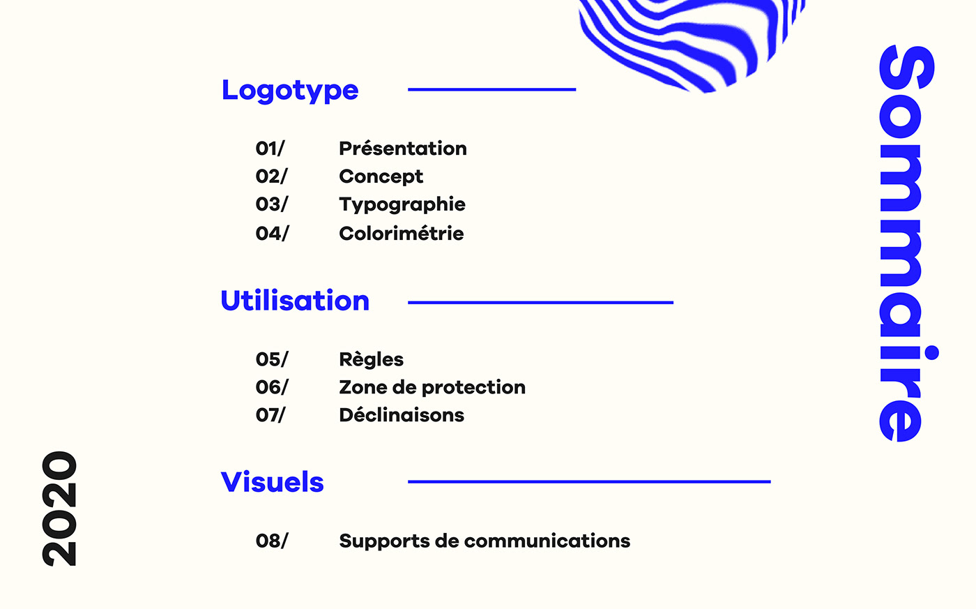 sommaire with logotype utilisation and visual