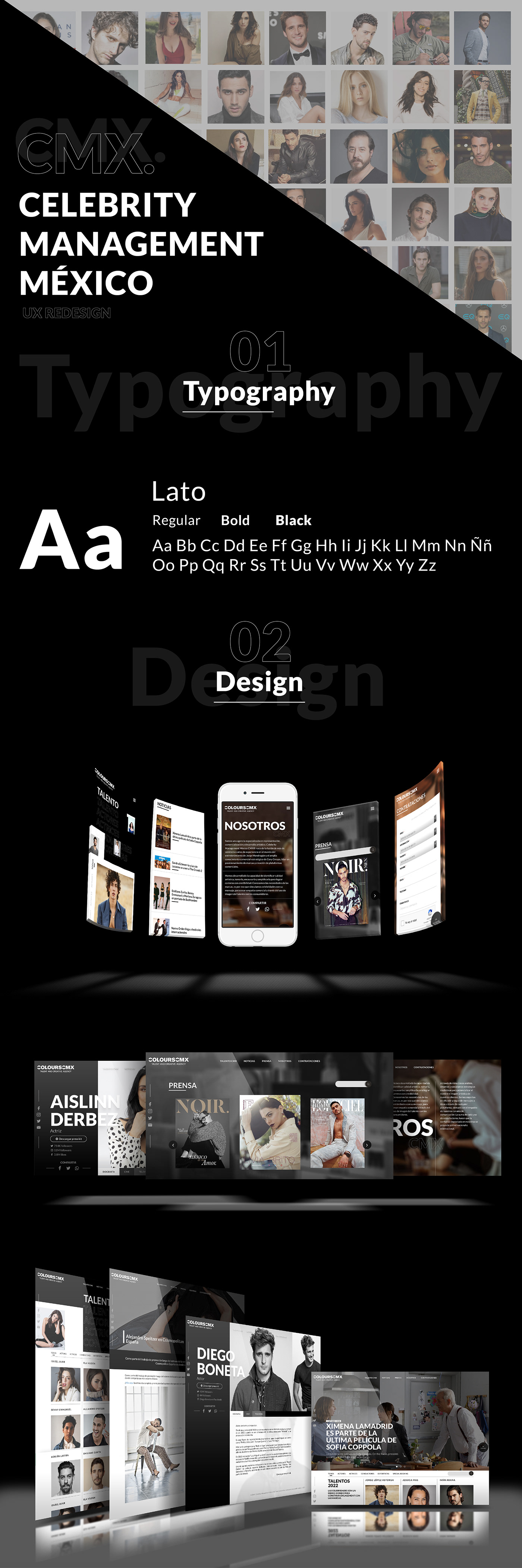 Celebrity design graphic design  interfaces management mexico redesign ux web page xD