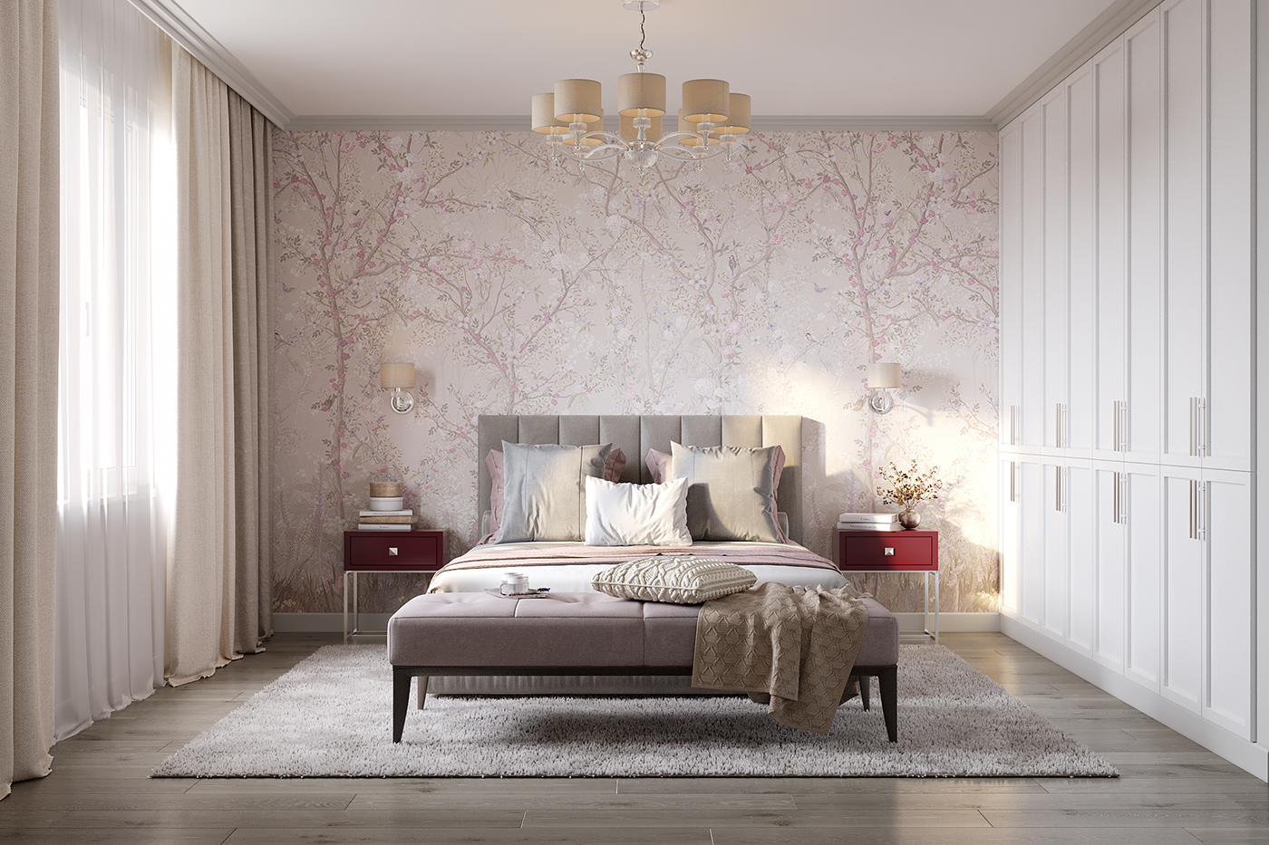 спальня bedroom Interior design интерьер дизайн 3D Vizualization
