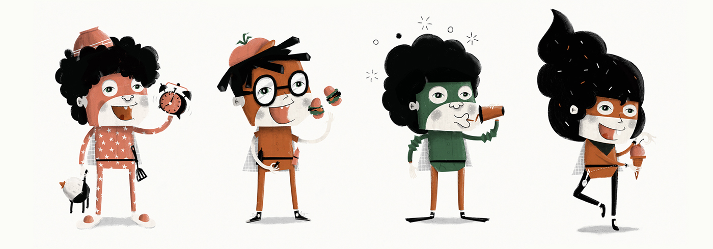 Characters for Wimpy kids menu. Character design and development