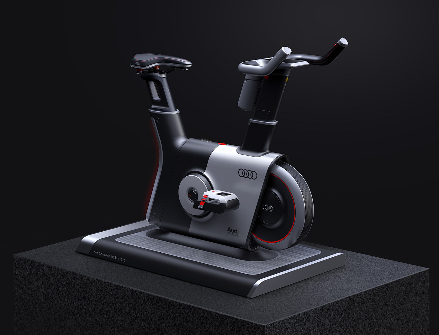 3D Audi Bike Mechanical Design minimalist design product spinning bike ui design vray