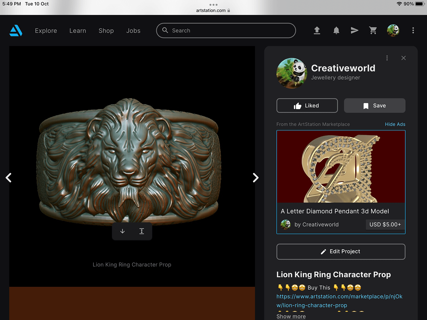 3D model lion head Lion Design Lion jewelry Lion Ring lion ring 3d model