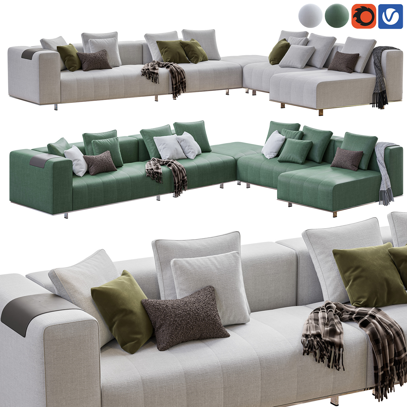 Couch product Minotti minotti furniture visualization archviz CGI corona architecture