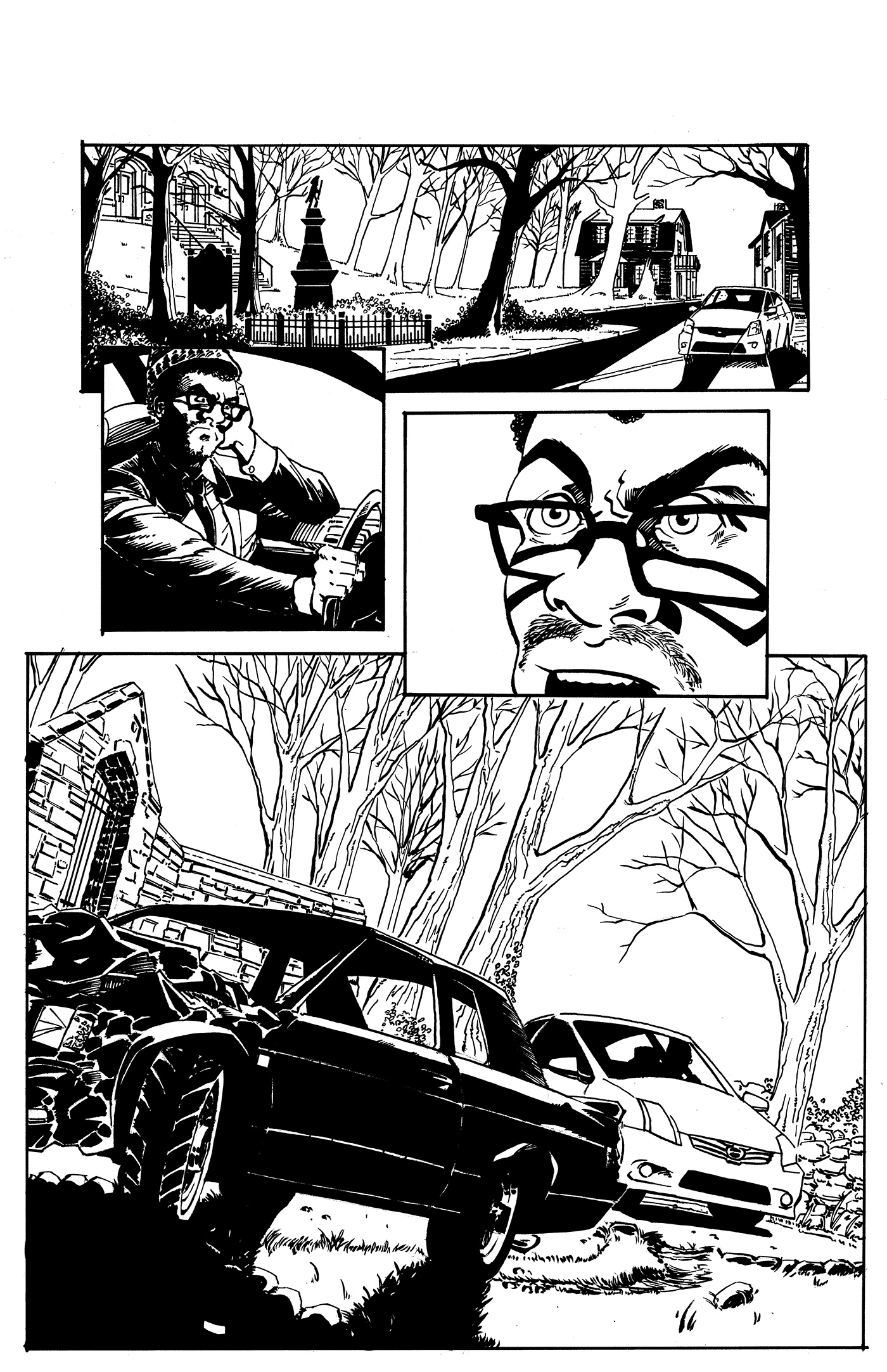 comic cartoon TRADITIONAL ART Comic Book Art narrative art Sequential Art storyboard horror Cars Supernatural