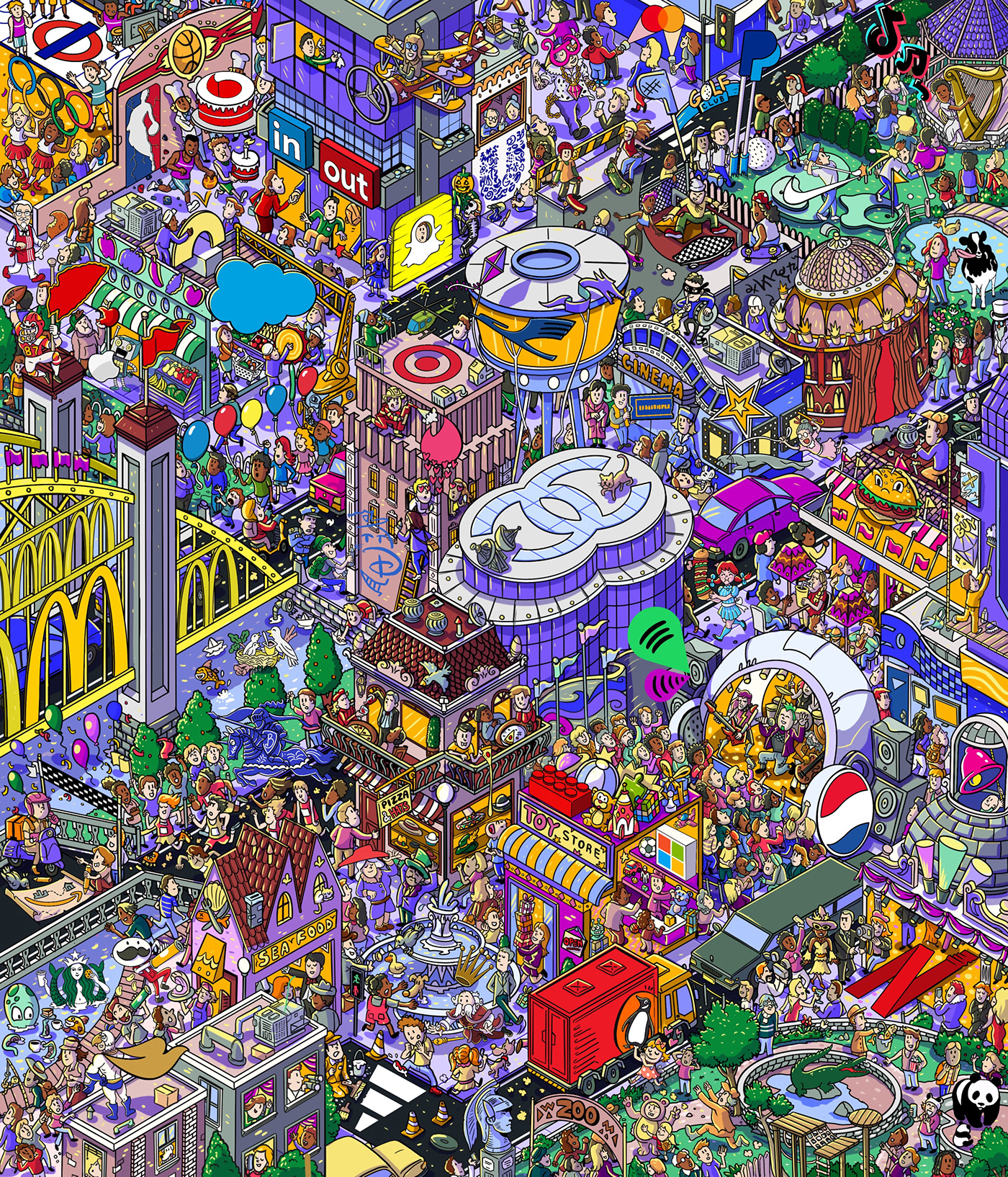 brand branding  brand identity logo Logo Design search and find seek and find Where Is Wally city where is waldo