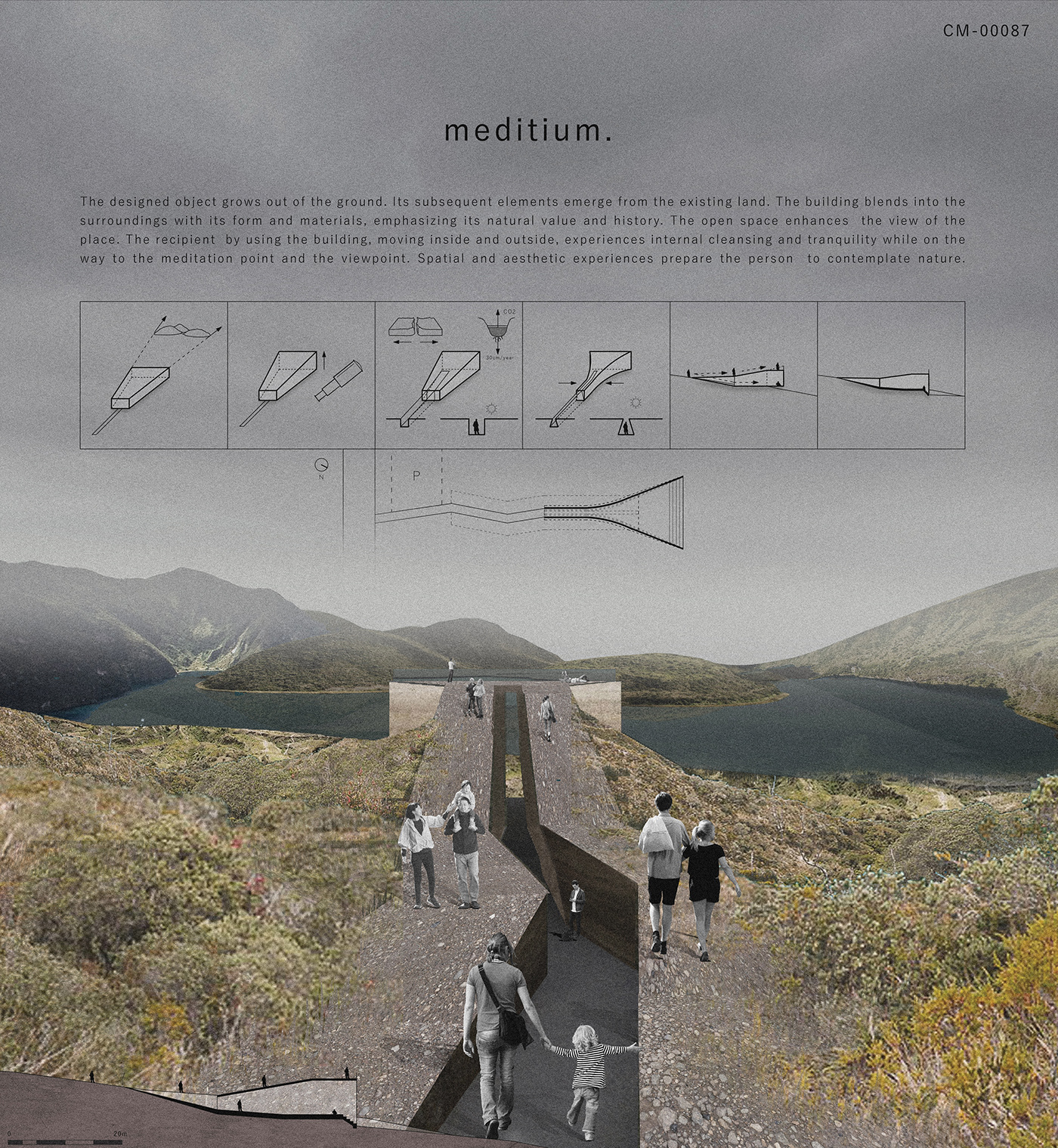 architecture art collage Competition cuicocha Ecuador graphic design  Landscape poster viewpoint
