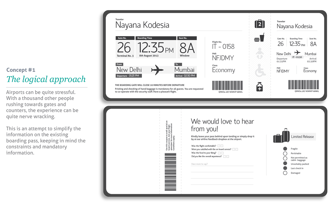 boarding pass airport redesign airline Travel flight concept information Tushar Ghei