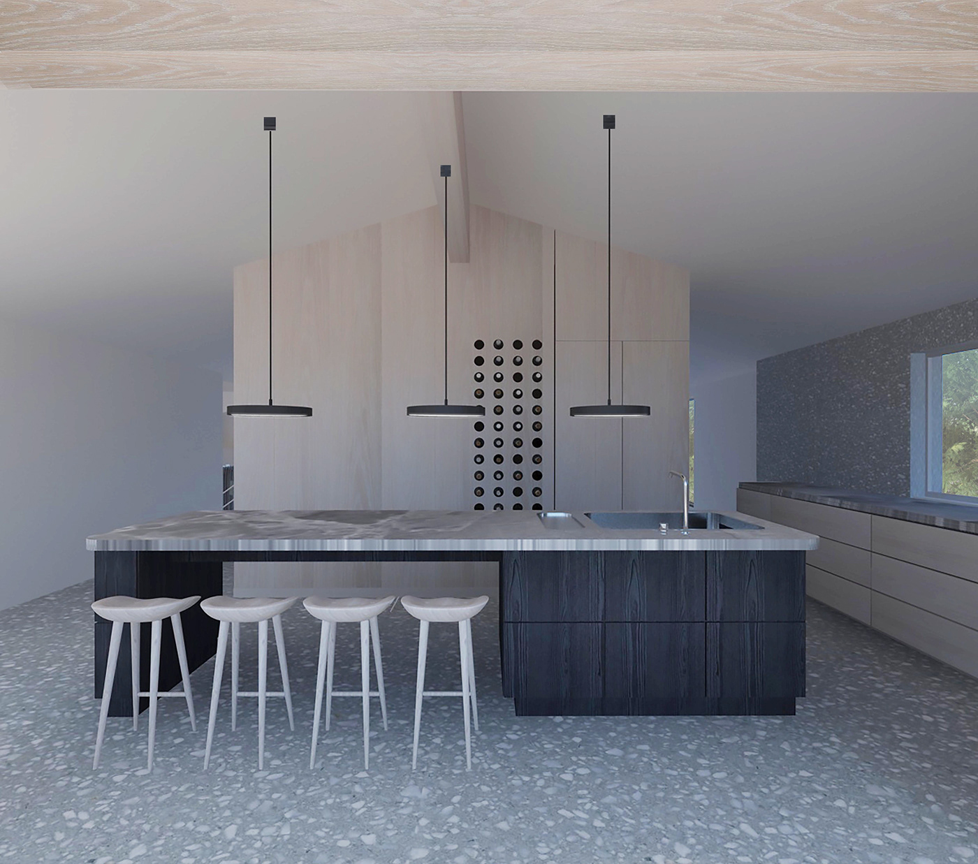 interior design  Scandinavian house design terazzo wood color