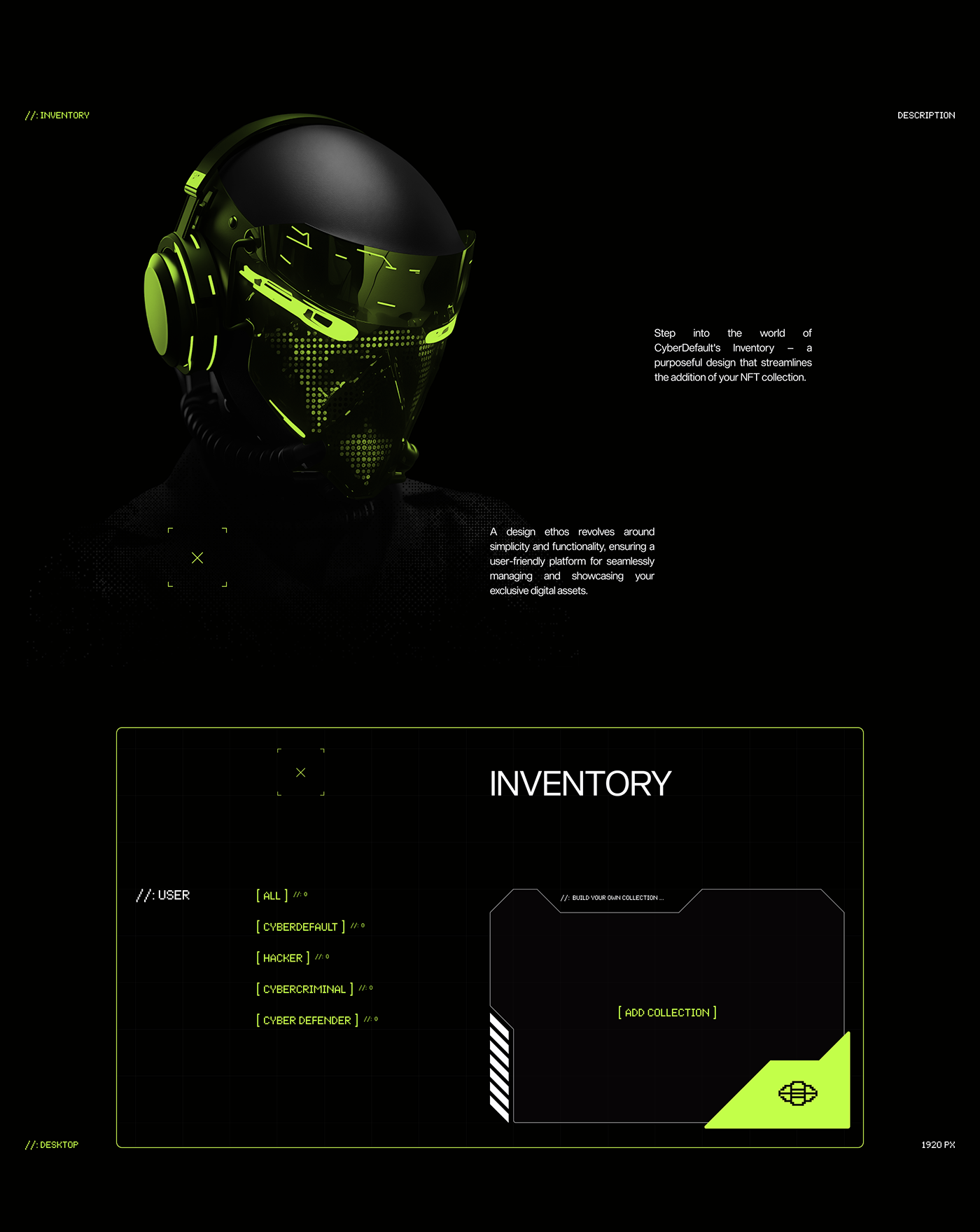 Website landing page UI/UX design nft Cyberpunk nft collection Website Design nftart creative