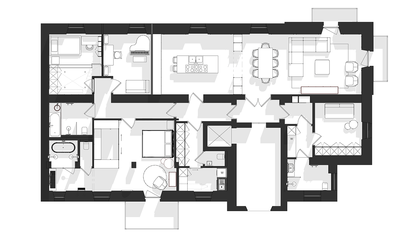 3ds max apartment architecture CoronaRender  design interior design  kiev milan NTeam revit