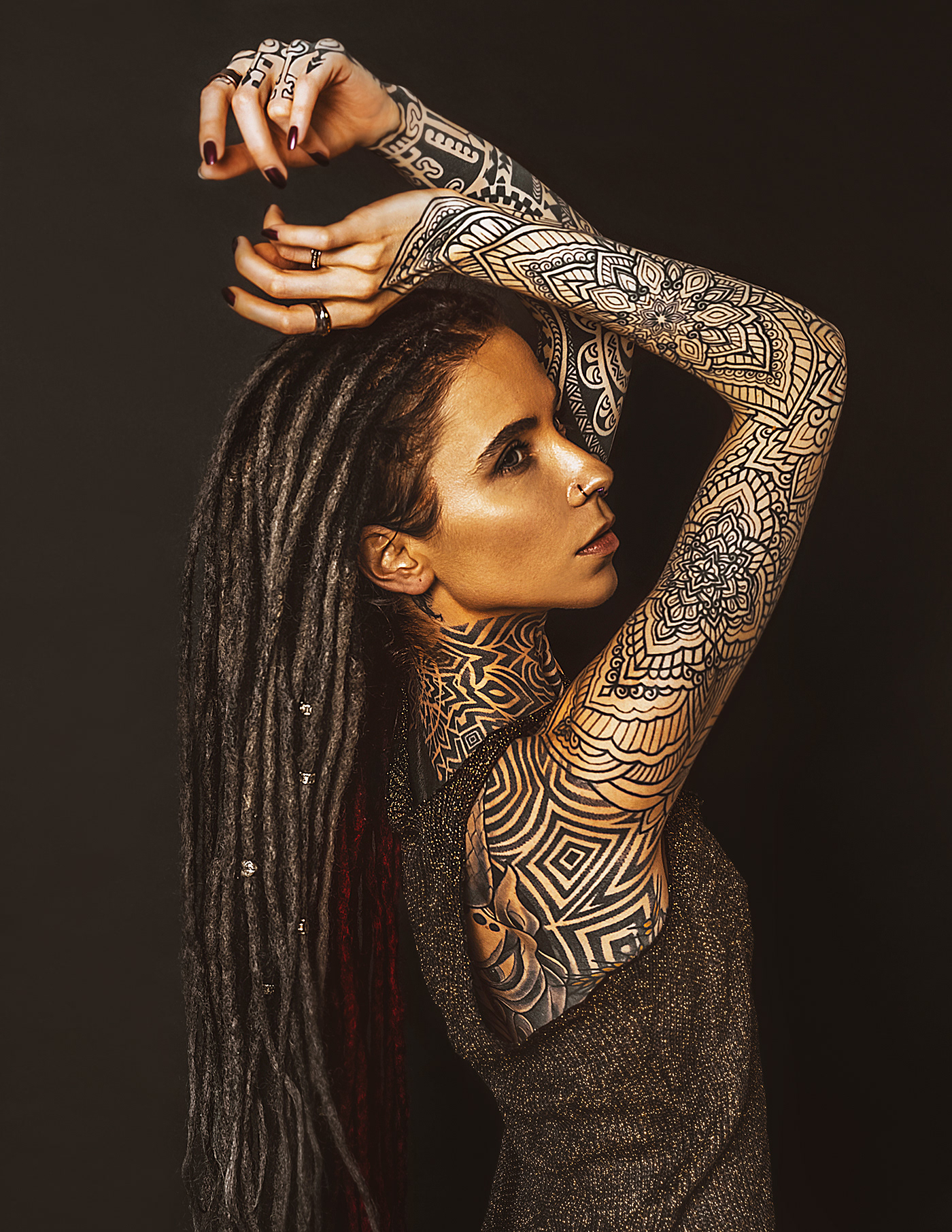 fashion photography portrait tattoo Fashion  retouching  Tattoo Model beauty art model