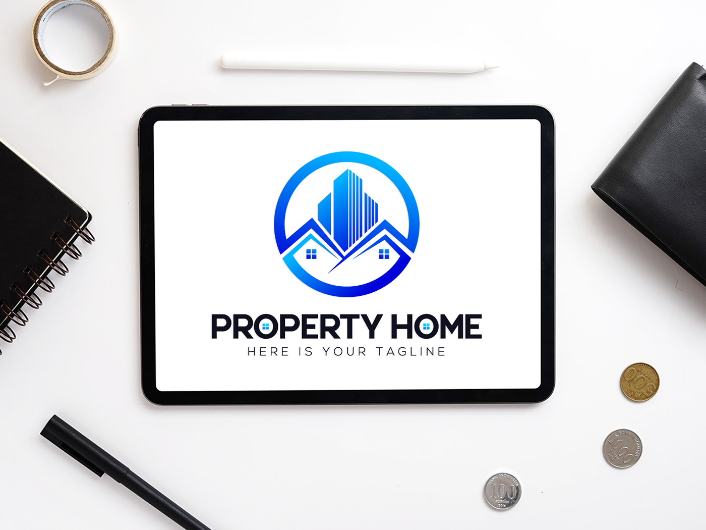 abstract app brand identity branding  home logo modern property Real estate logo vactor