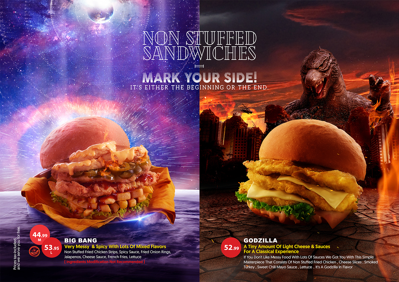 chicken menu manipulation creative design color Food  sandwich