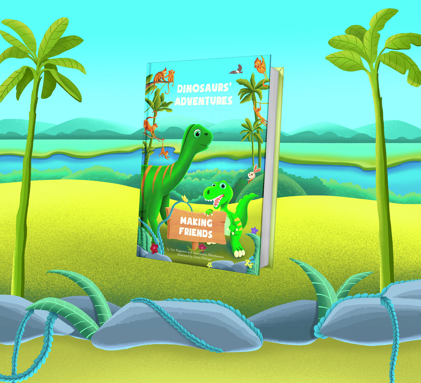 art book Character design  children cover cute digital illustration Dinosaur friends illustrations