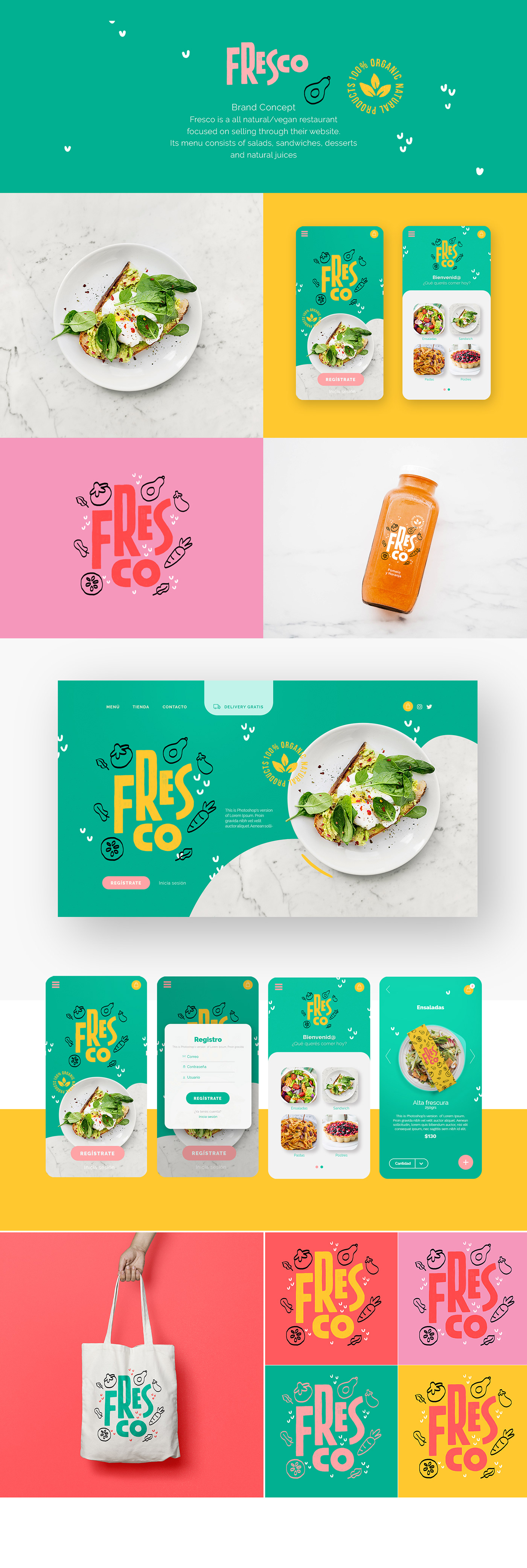 UI fresco healthy Food  restaurant branding  argentina comida app