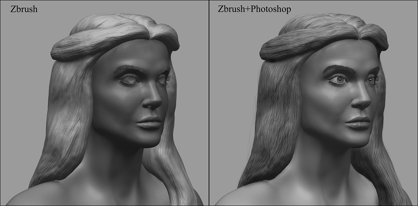 wip Zbrush photoshop monochrome sculpting  head