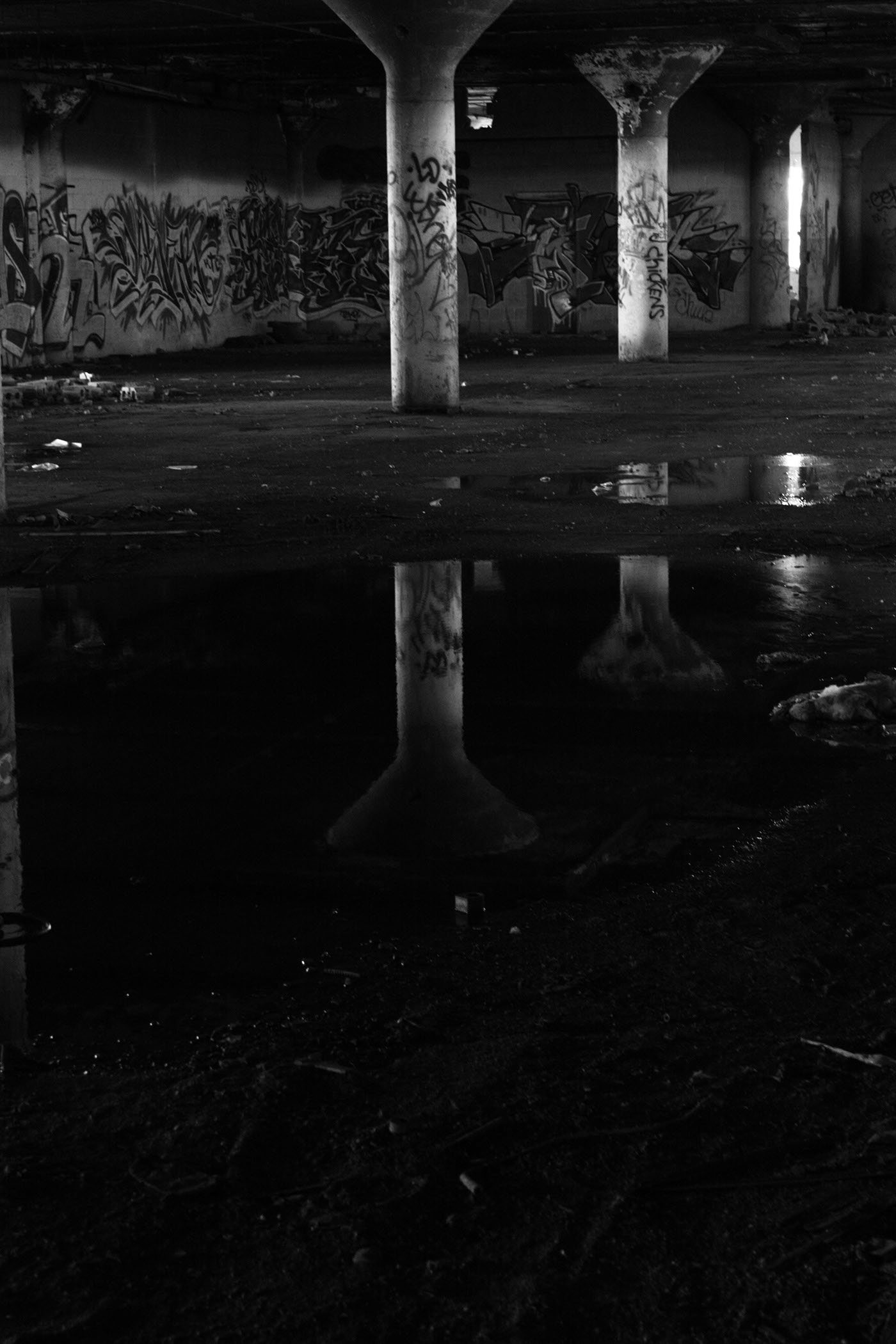 black & white abandon detroit Michigan broken trash Michigan Grand Central Station The Packard Graffiti tags light essence grit dirt hope sad building Beaten ugly texture steel wood illegal