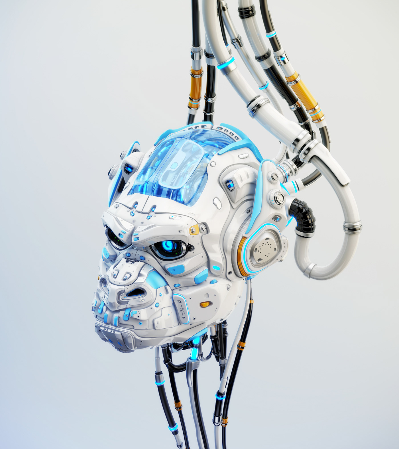 robot gorilla monkey Cyborg Scifi connection Technology modern Wired