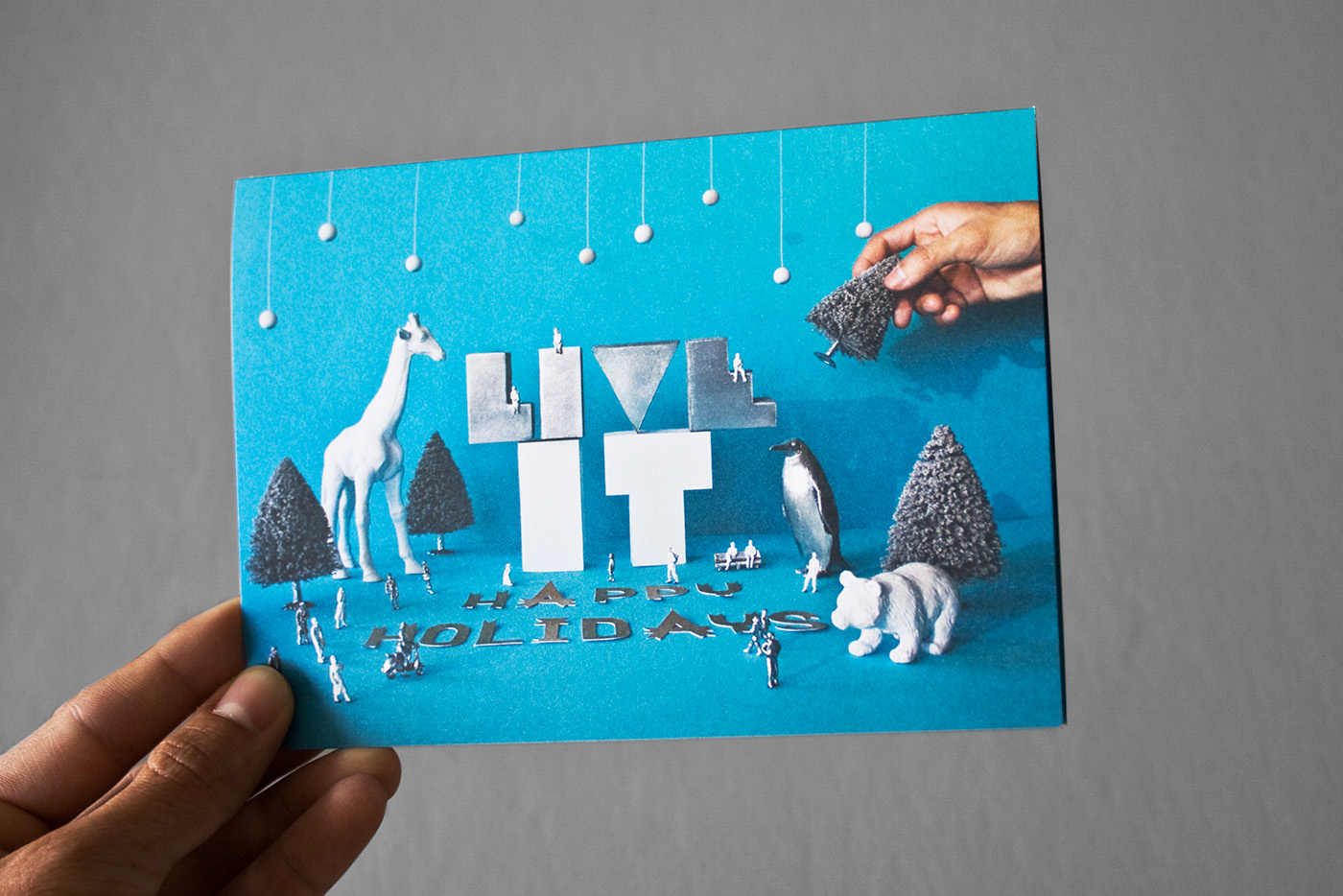 installation miami Paris London china blue craft paper christmas card Christmas holidays Happy Holidays creative best identity Playful
