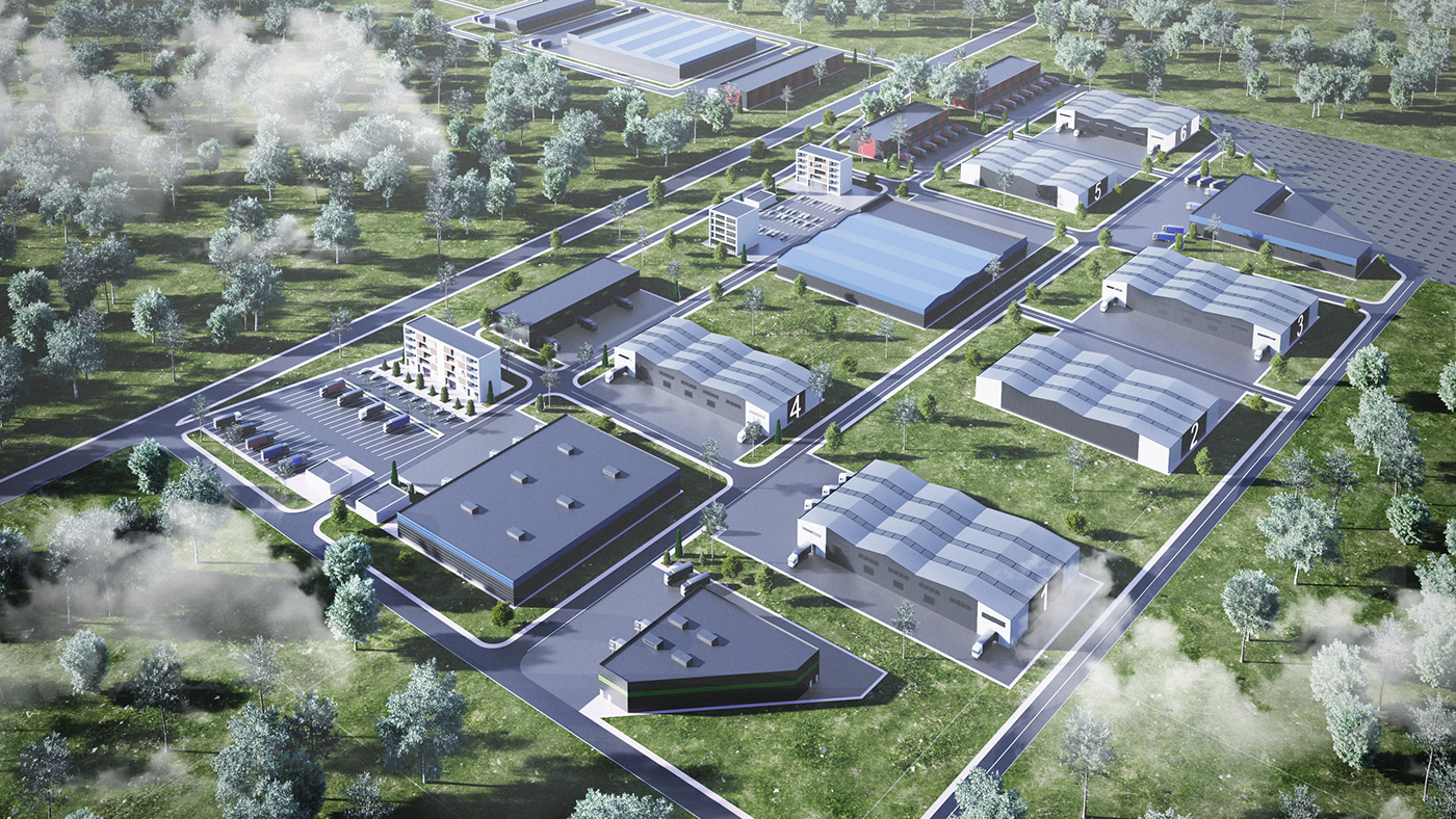 ukraine industry construction factories industrial Render visualization architecture 3ds max industrialpark