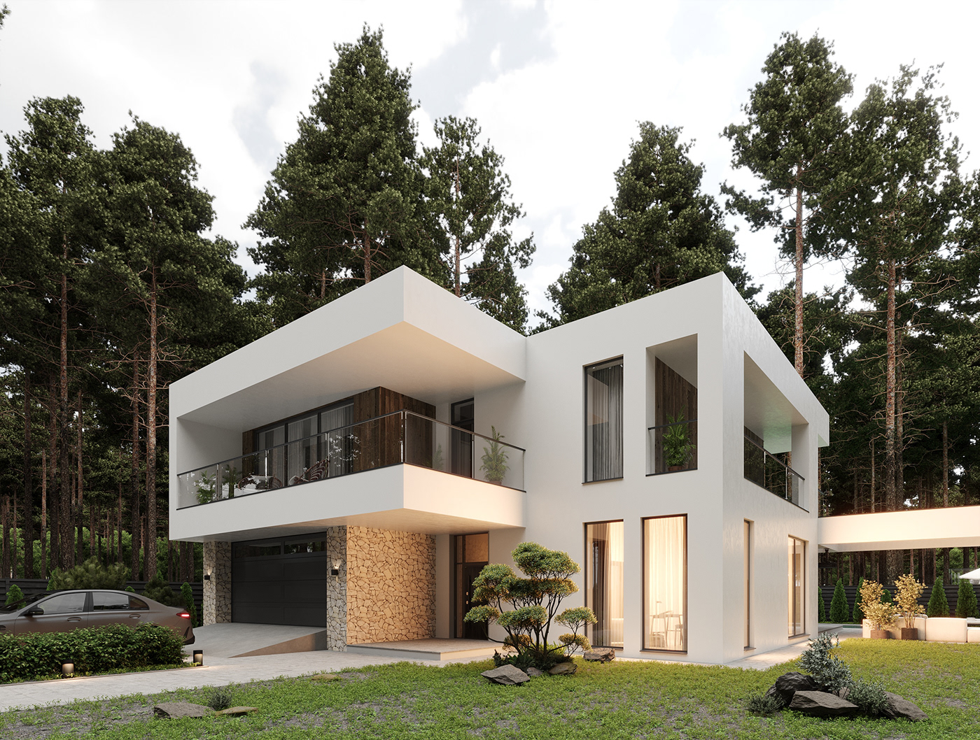 architecture visualization Render exterior archviz modern corona design minimalist house