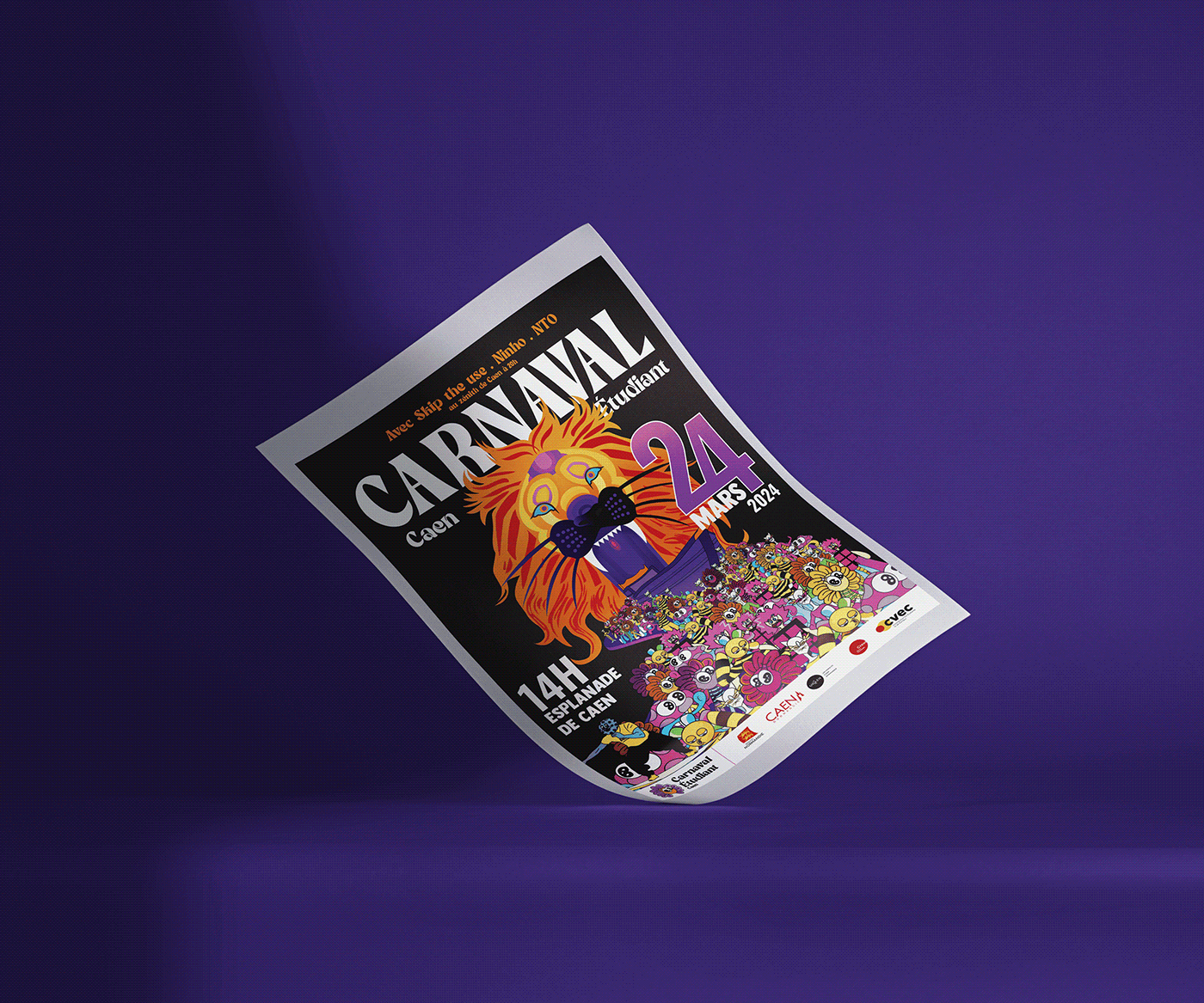 design Carnaval caen psychedelic affiche publicitaire print design graphique affiche graphisme direction artistique