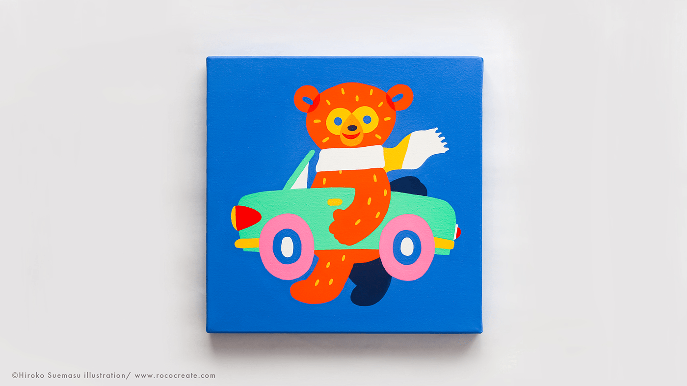 animals bear car cartoon Character colorful cute ILLUSTRATION  vector vivid