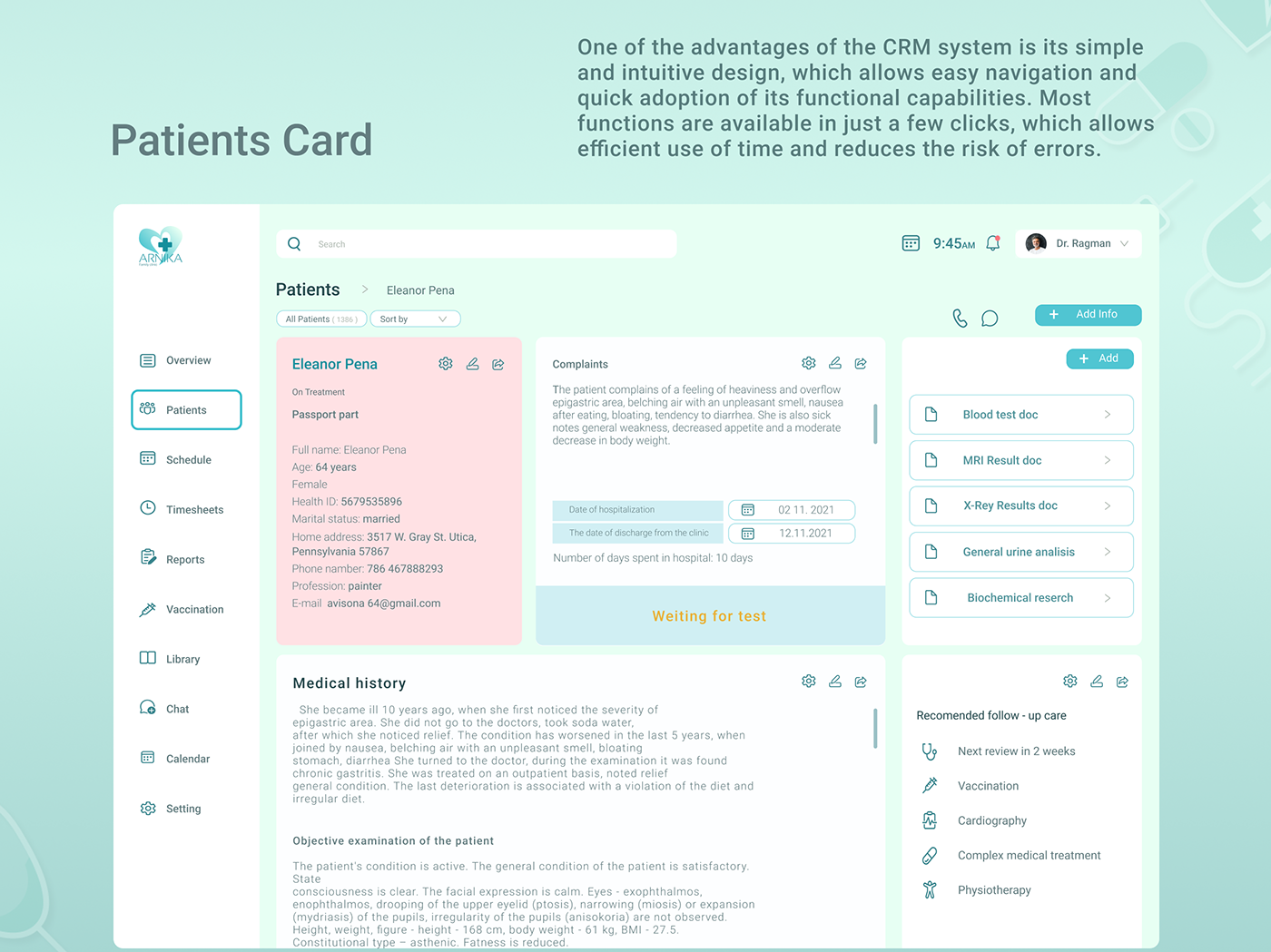 concept CRM healthcare interface design medicine ui design UI/UX user experience user interface Web Design 
