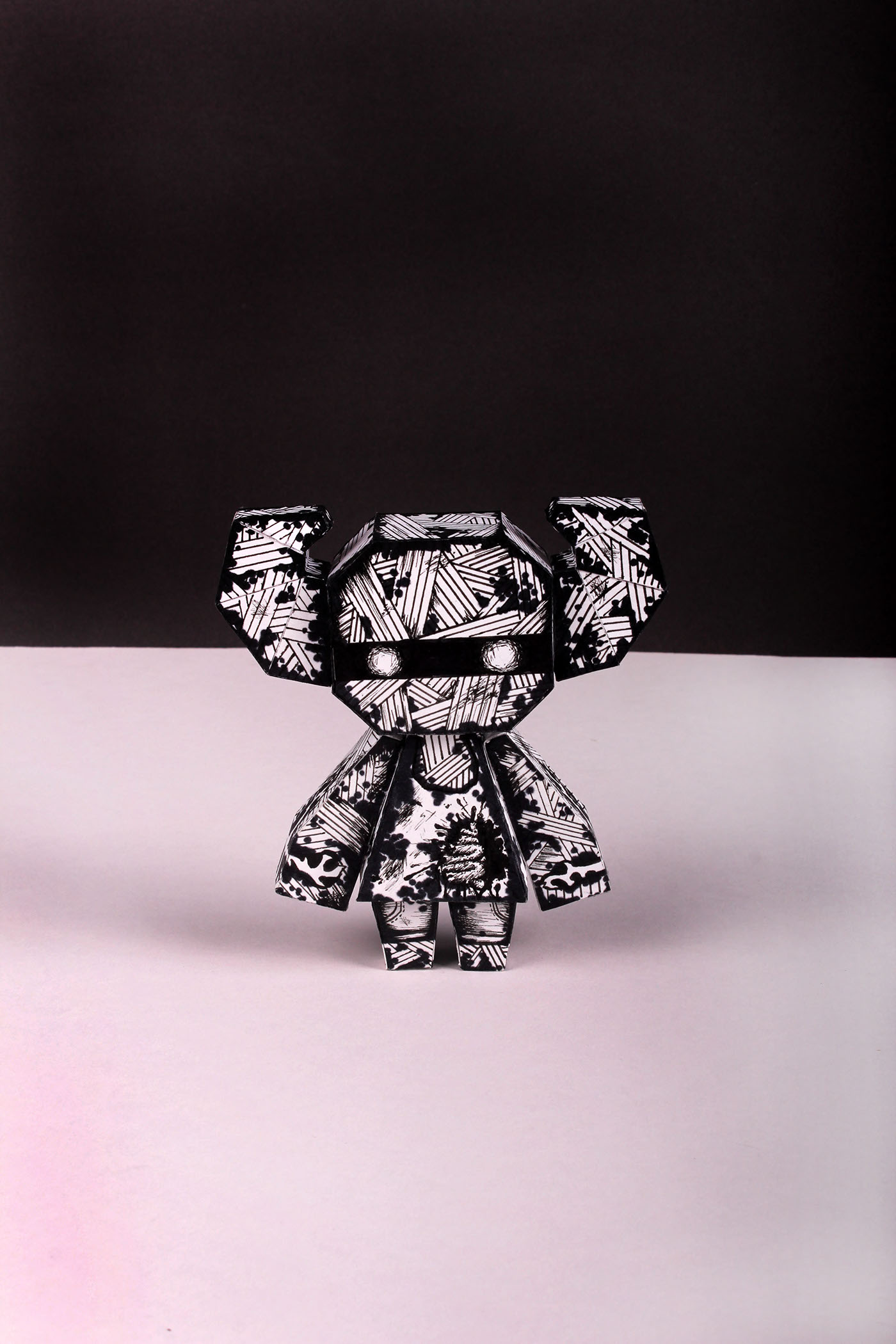 paper toy paper craft monster black and white