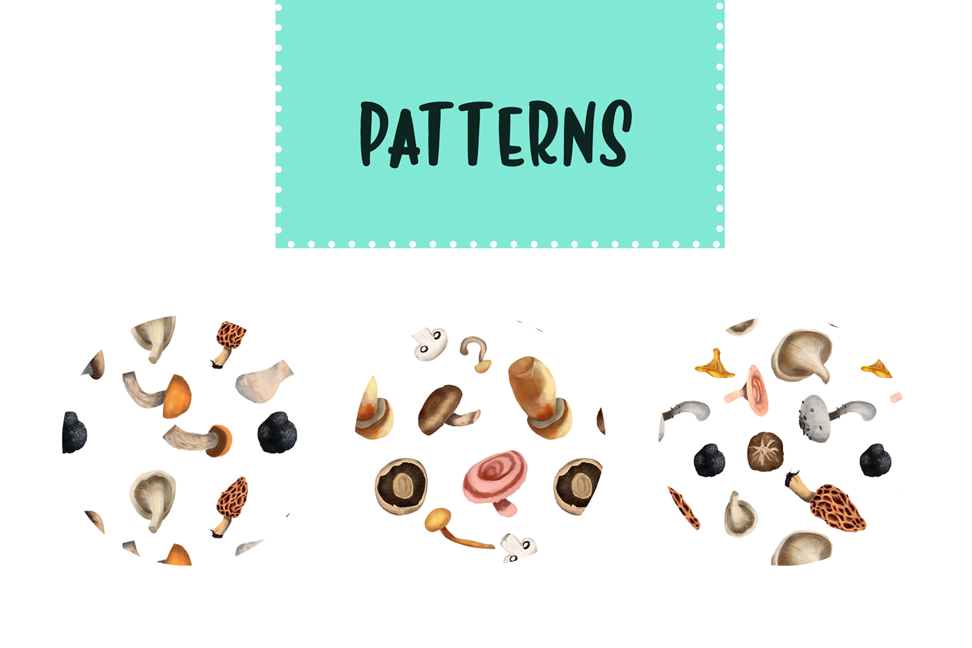 pattern illustrations textile pattern textile design Mushrooms Nature woods natural digital painting