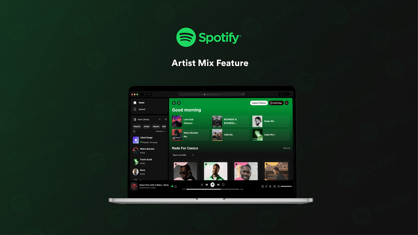 spotify spotify design music Mini case study uiux uiuxdesign dashboard dashboard design features Website