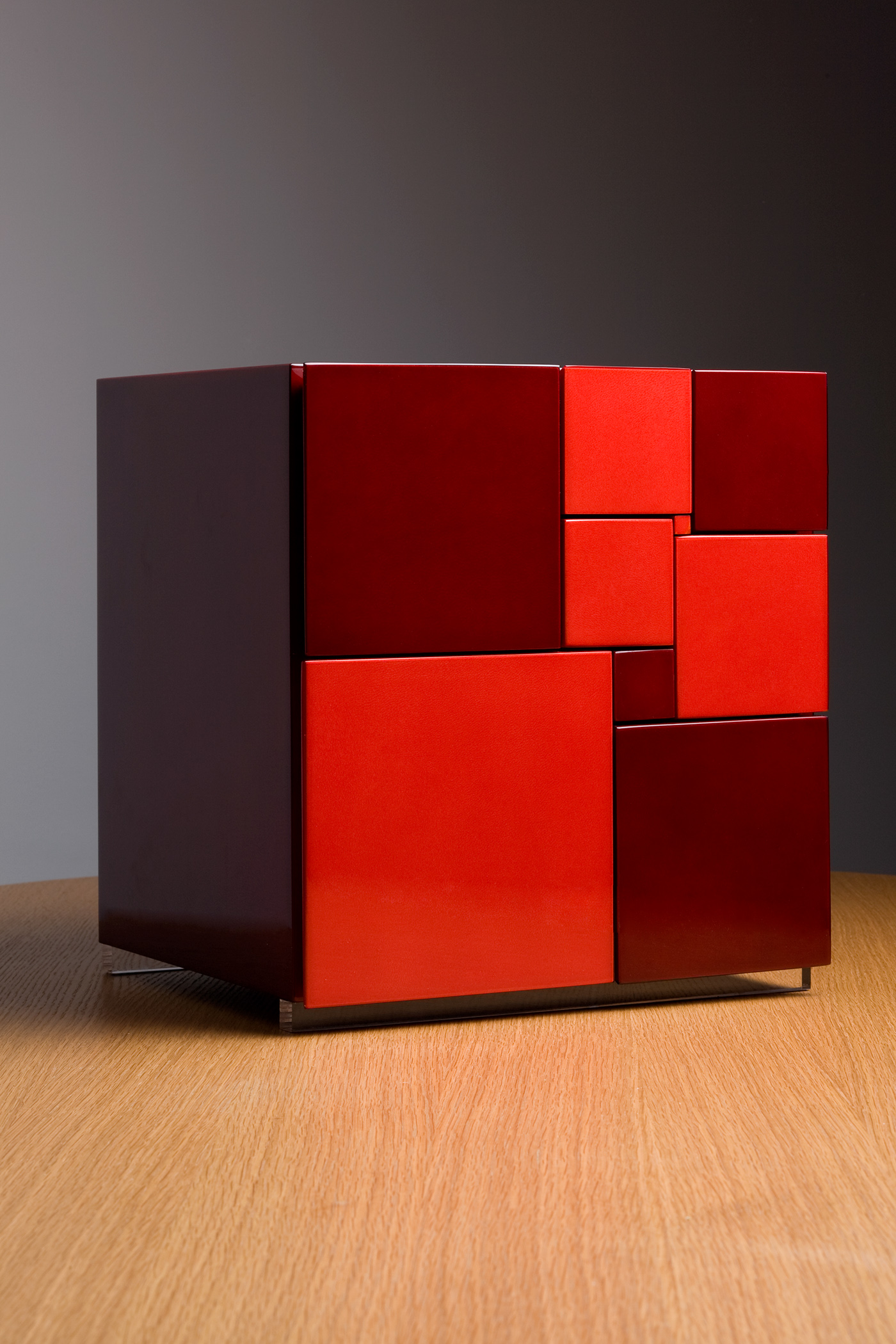 manufacture drawer container cabinet red sheepskin traditional japanese craftsmanship square