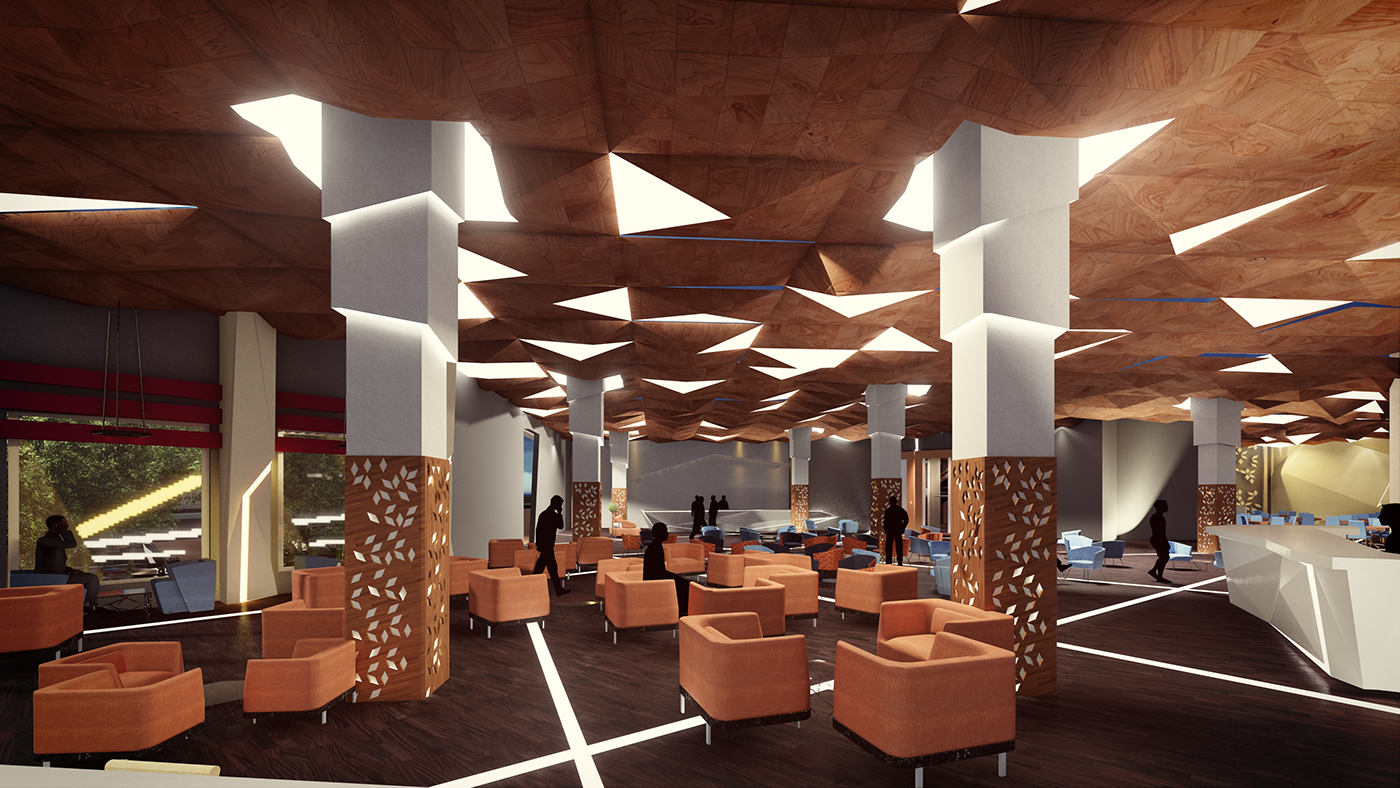 hotel Lobby design FRONT DESK lobby bar coffee shop restaurant présentatation Ahmed Omar ahmed muhands