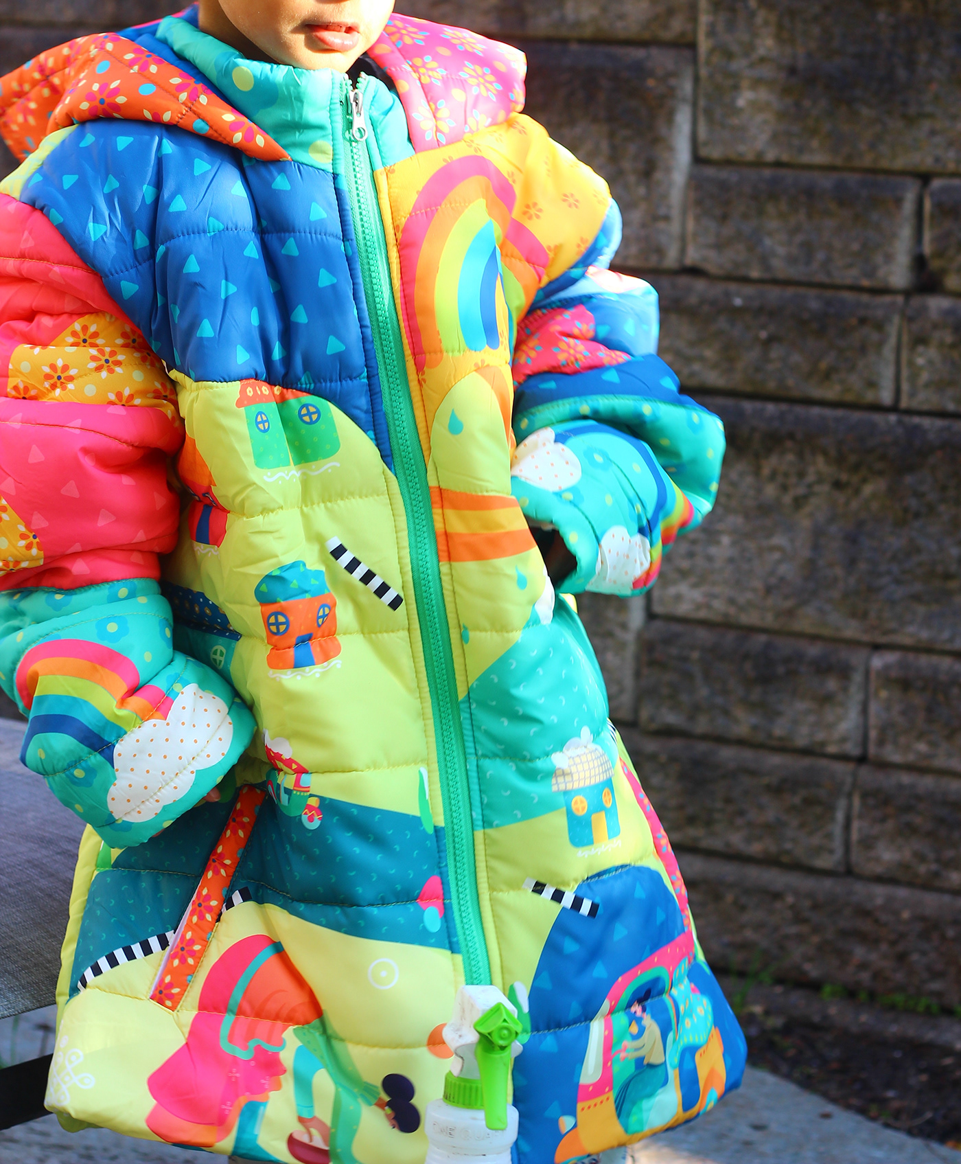 Apparel Design fashion design Jacket Design jacket illustration pattern design  surface design surface pattern design winter wear kids clothing all over print