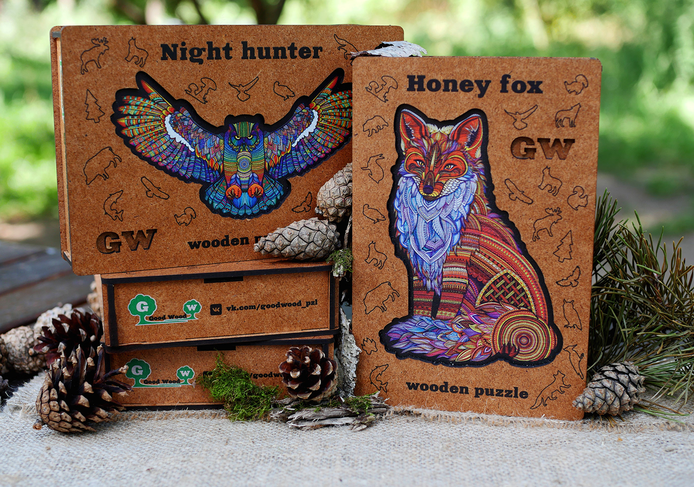 ILLUSTRATION  puzzle zentangle animal FOX owl toy