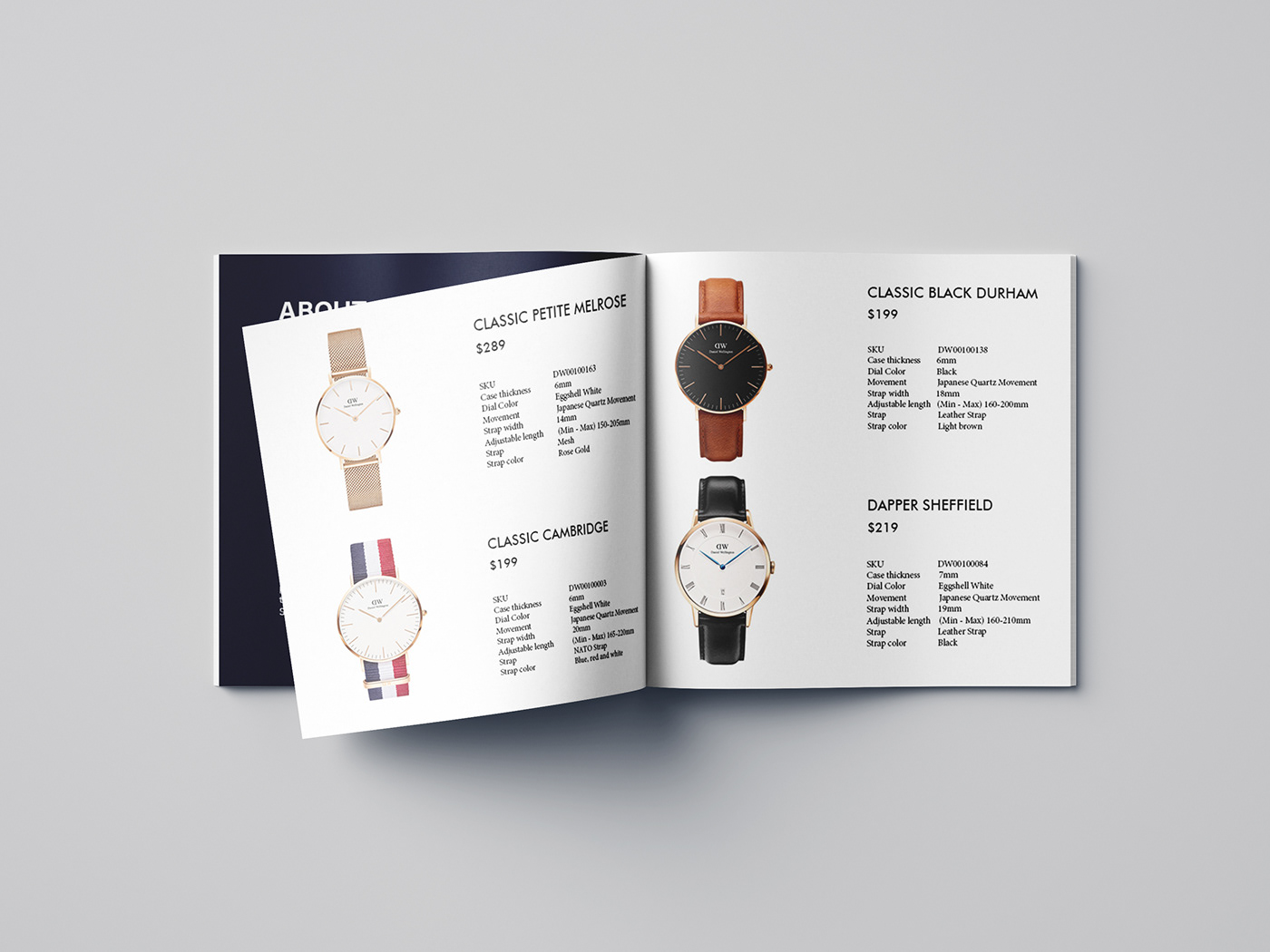 Catalogue watch editorial design daniel wellington InDesign graphicdesign Classic product