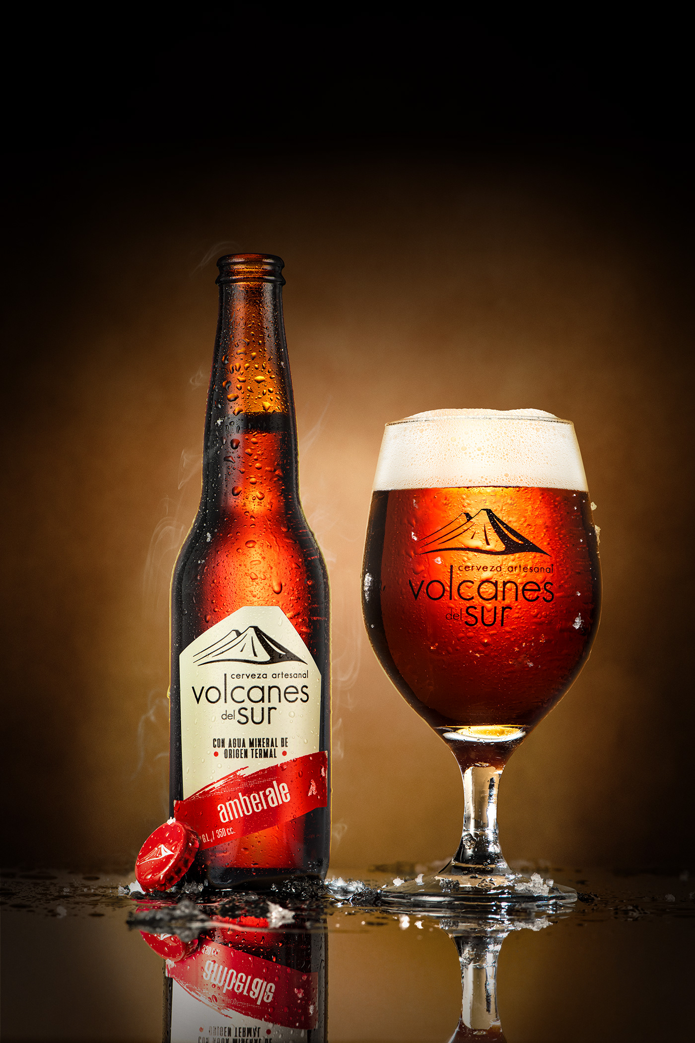 beer bodegon botella cerveza Copa post retoque retouch volcán volcanes