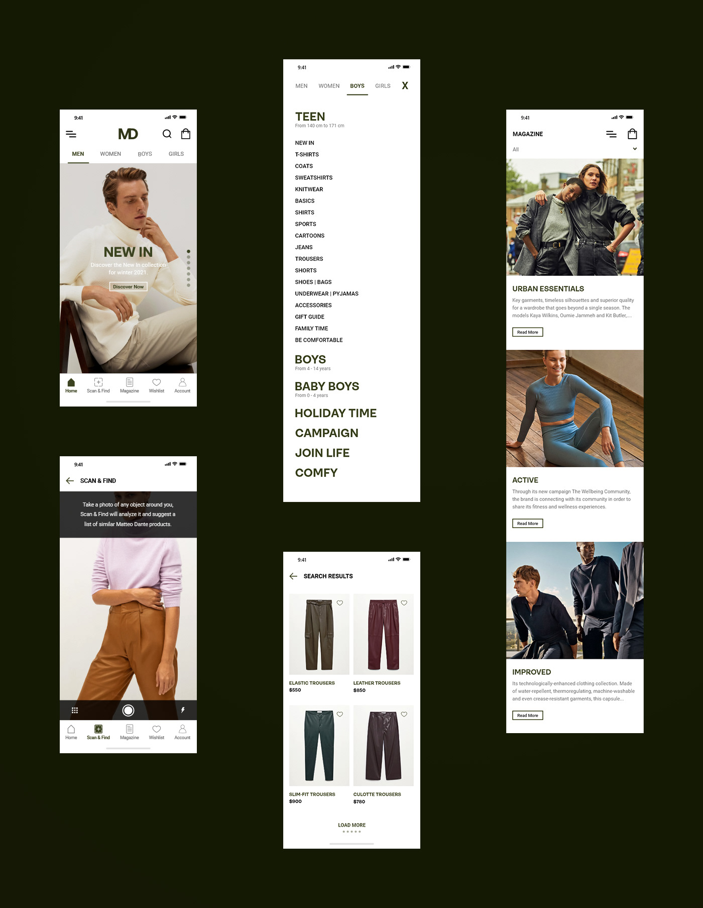 app Fashion  fashion app Interaction design  Matteo Dante Mobile app UI UI/UX ux app design