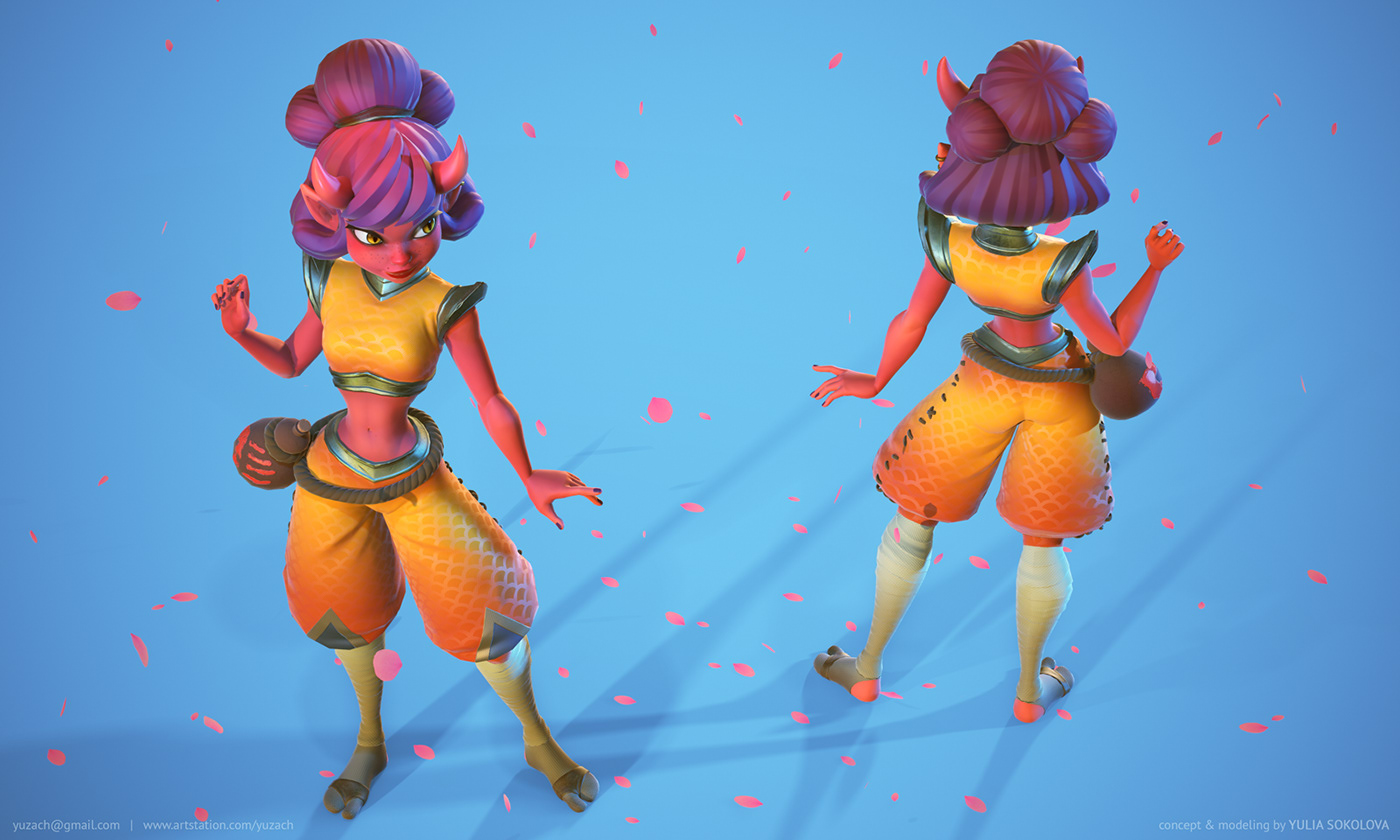 Character stylized female girl 3D model game gamedev asian japanese