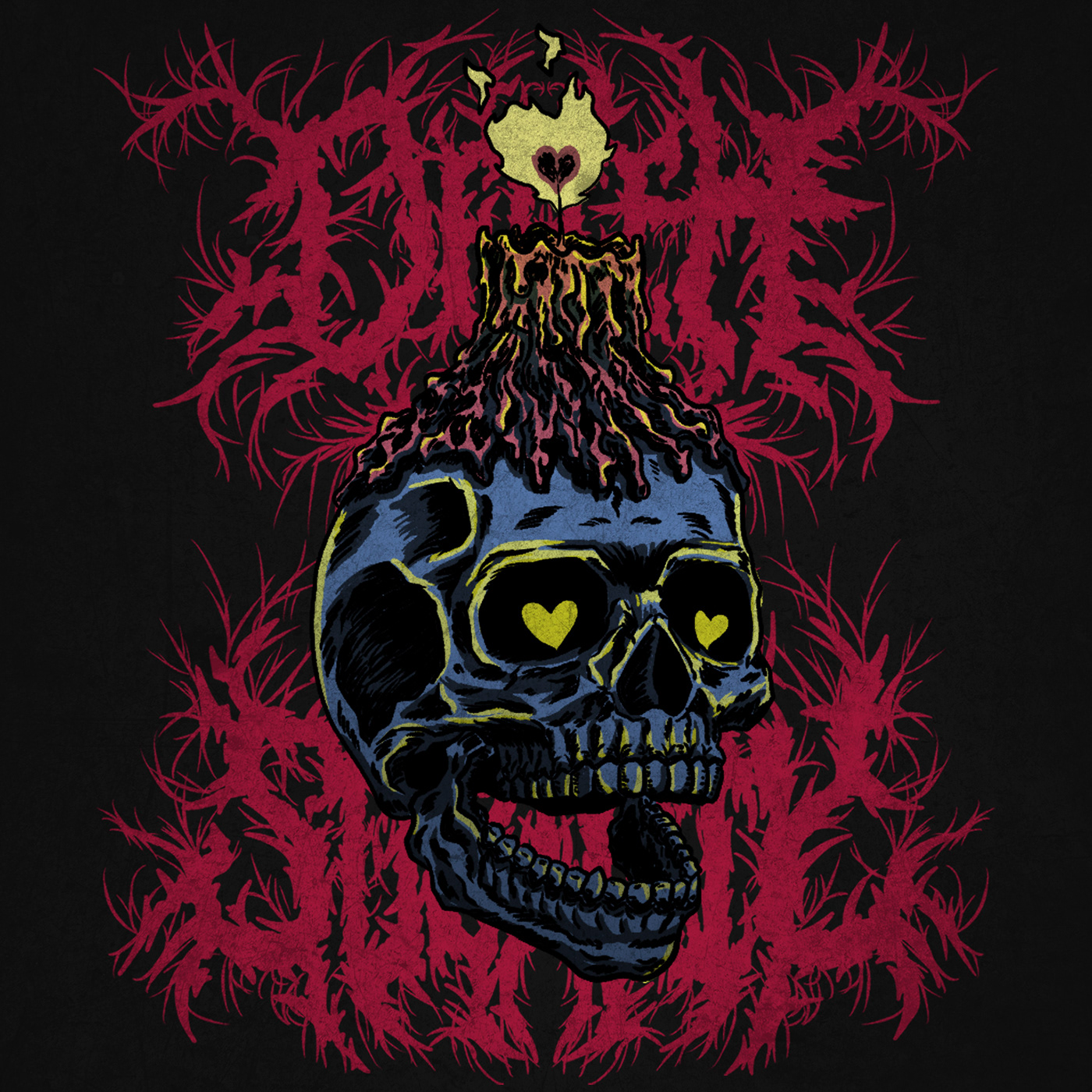 ILLUSTRATION  merchandise Metal Illustration lettering cherub skull ouroboros candle Cat Death Metal Art