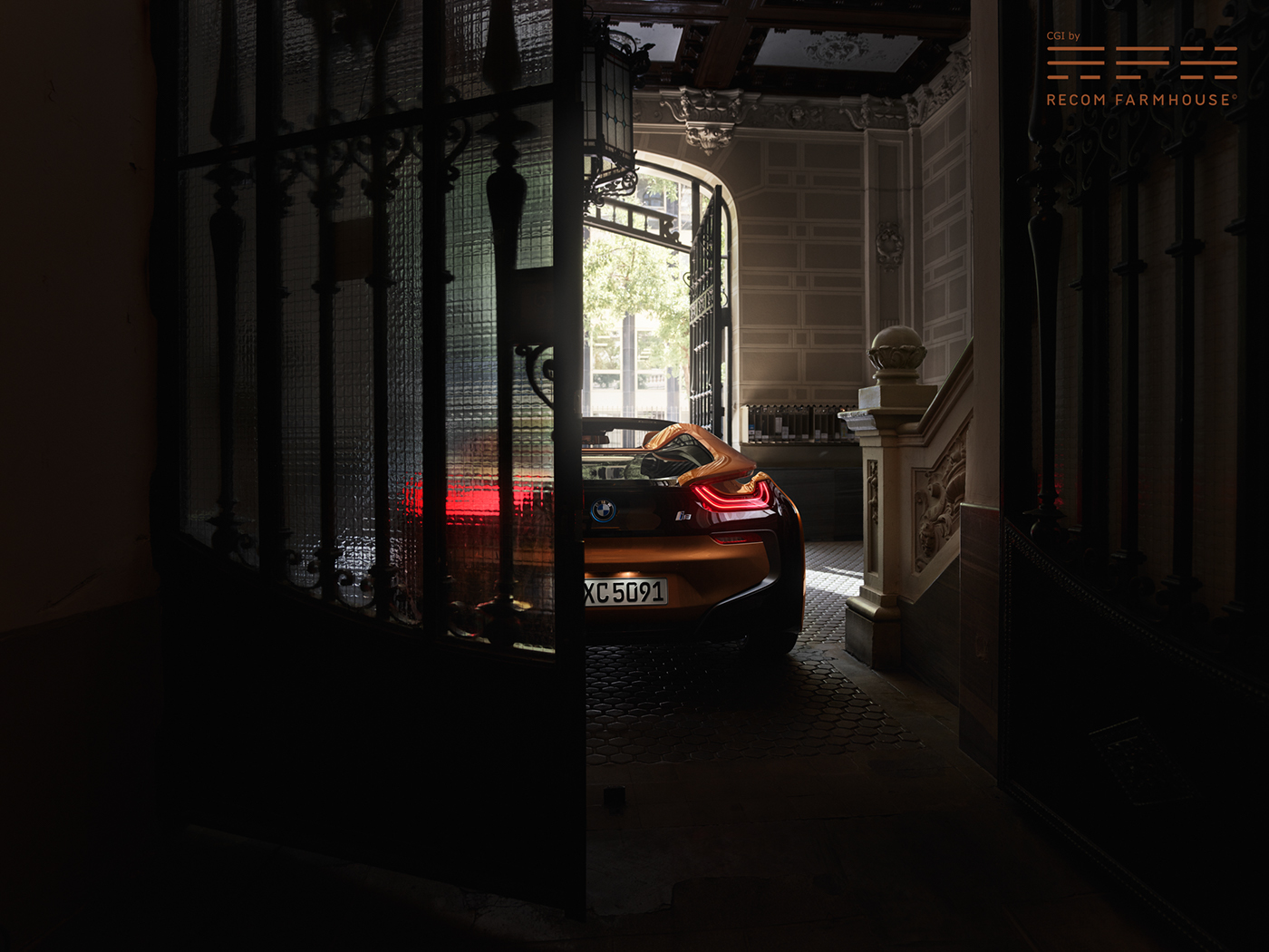 automotive   car coupe roadster shadow light CGI madrid orange hybrid