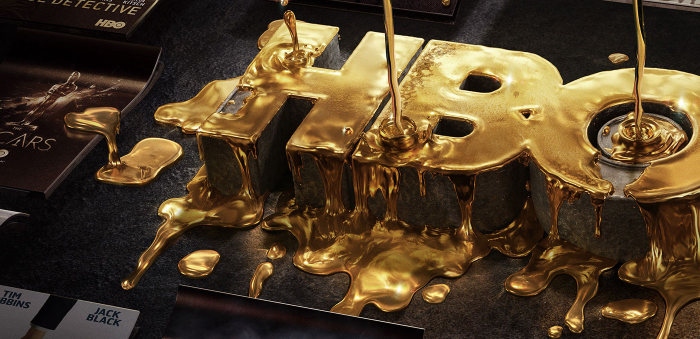gold logo Liquid Movies blockbuster series tv melting type