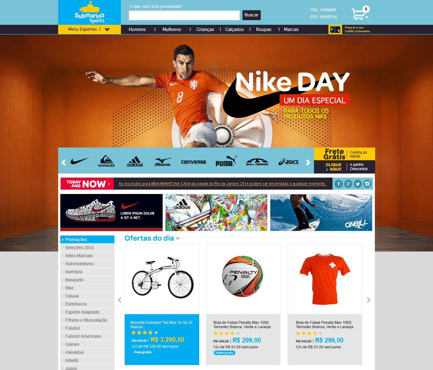 esportes e-commerce marketing   Digital Markeitng sports Visual Project Webdesign interaction usabilidade shop Nike puma adidas