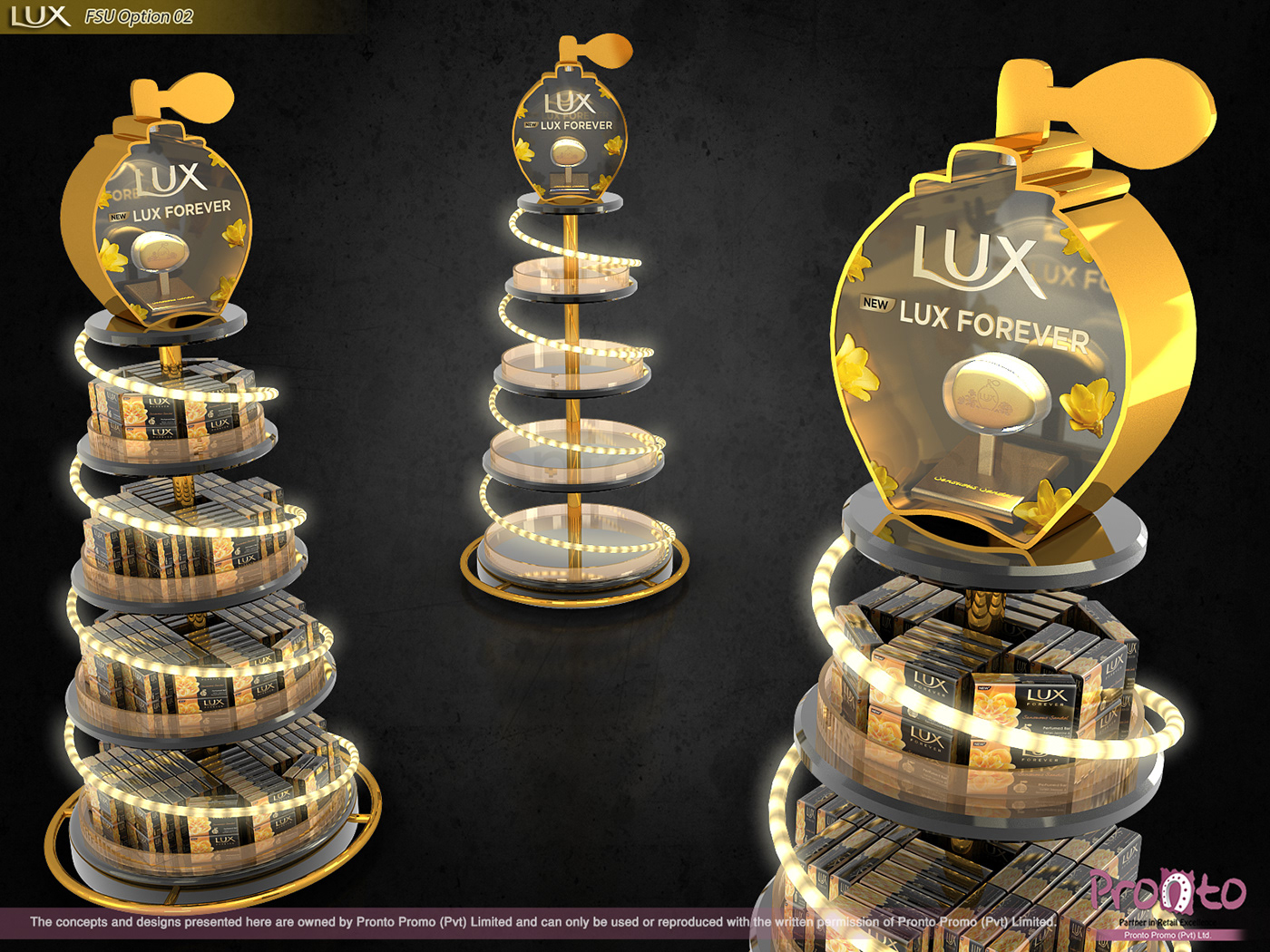 Lux gold launch OCD FSU Stand Display pop pos posm