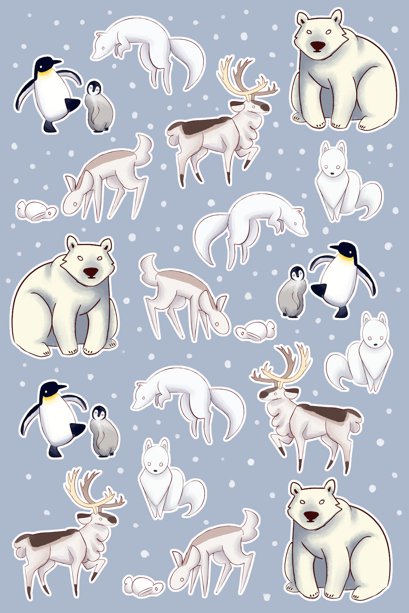 sticker winter Christmas Holiday animals animal graphic design  design ILLUSTRATION 